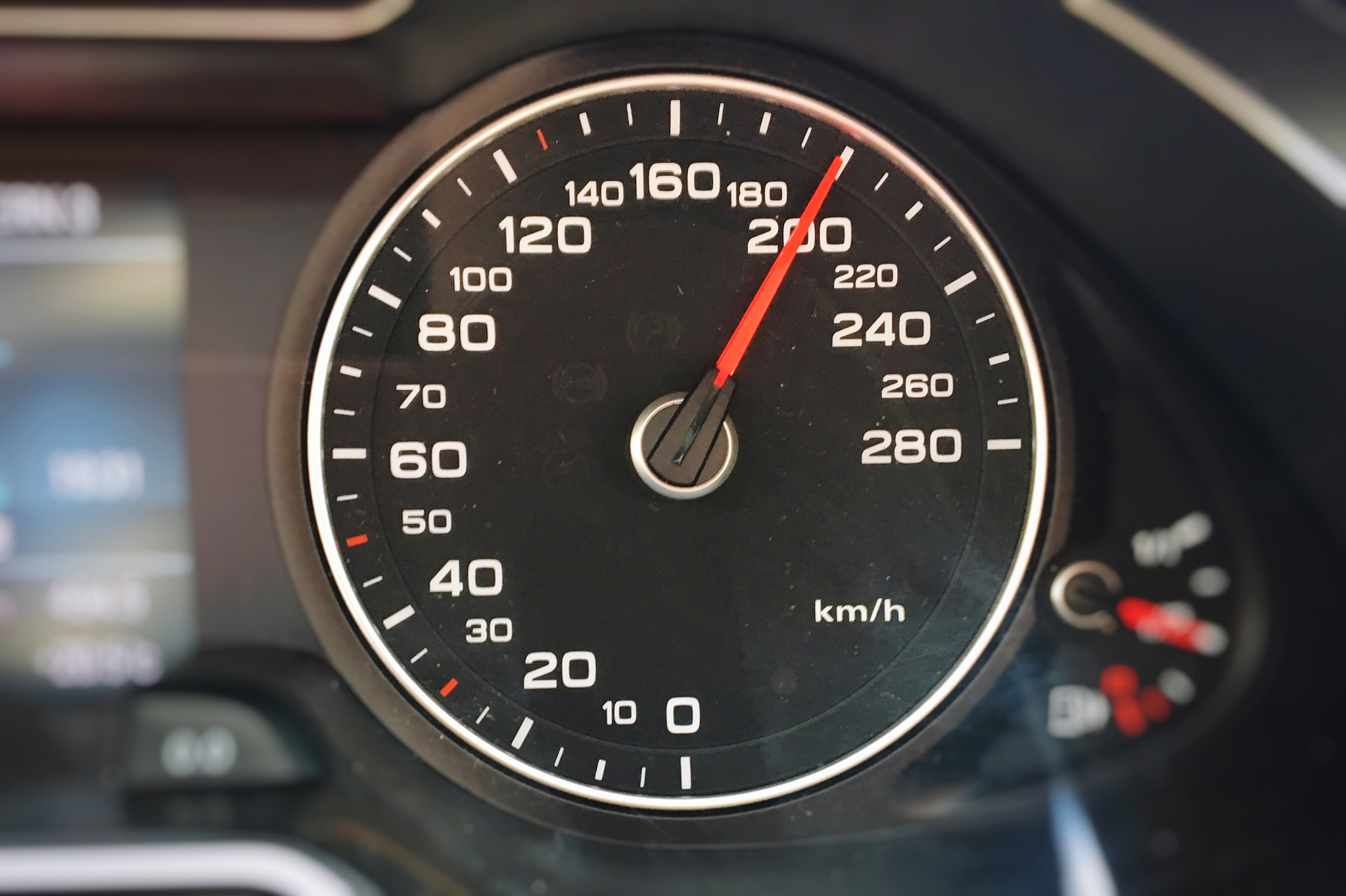 close-up of speedometer