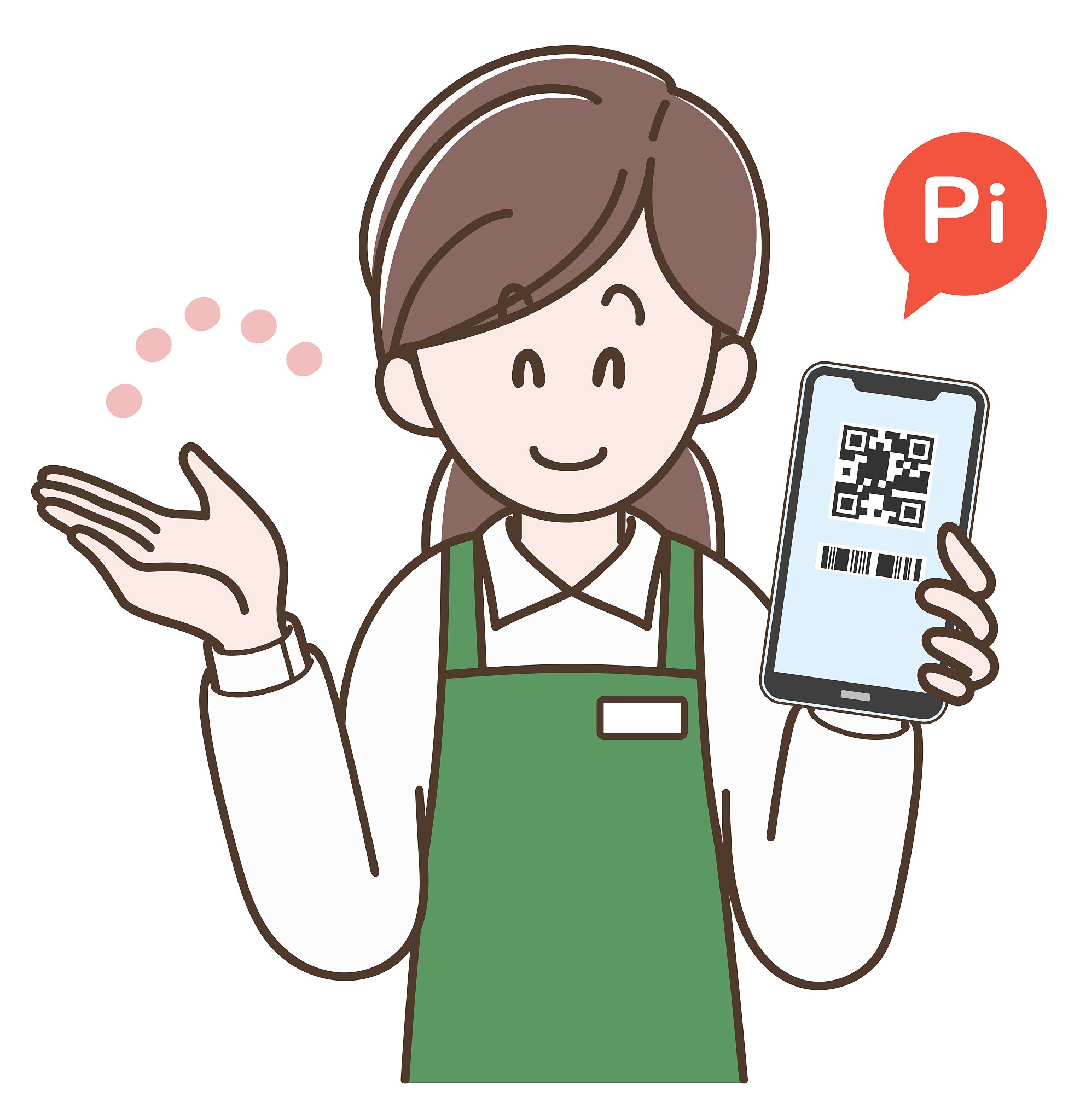 a cashier woman who guides qr code payment