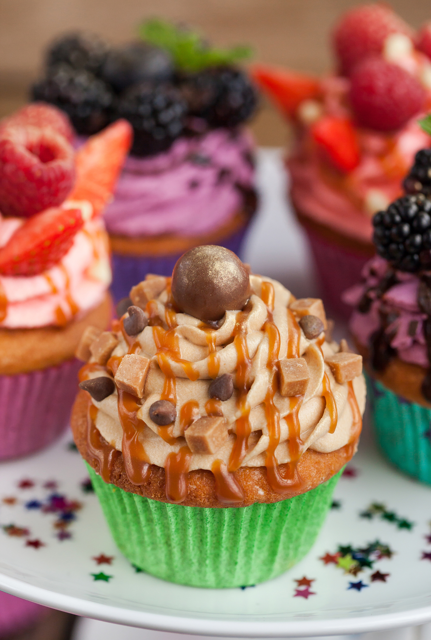 delicious caramel and chocolate cupcake