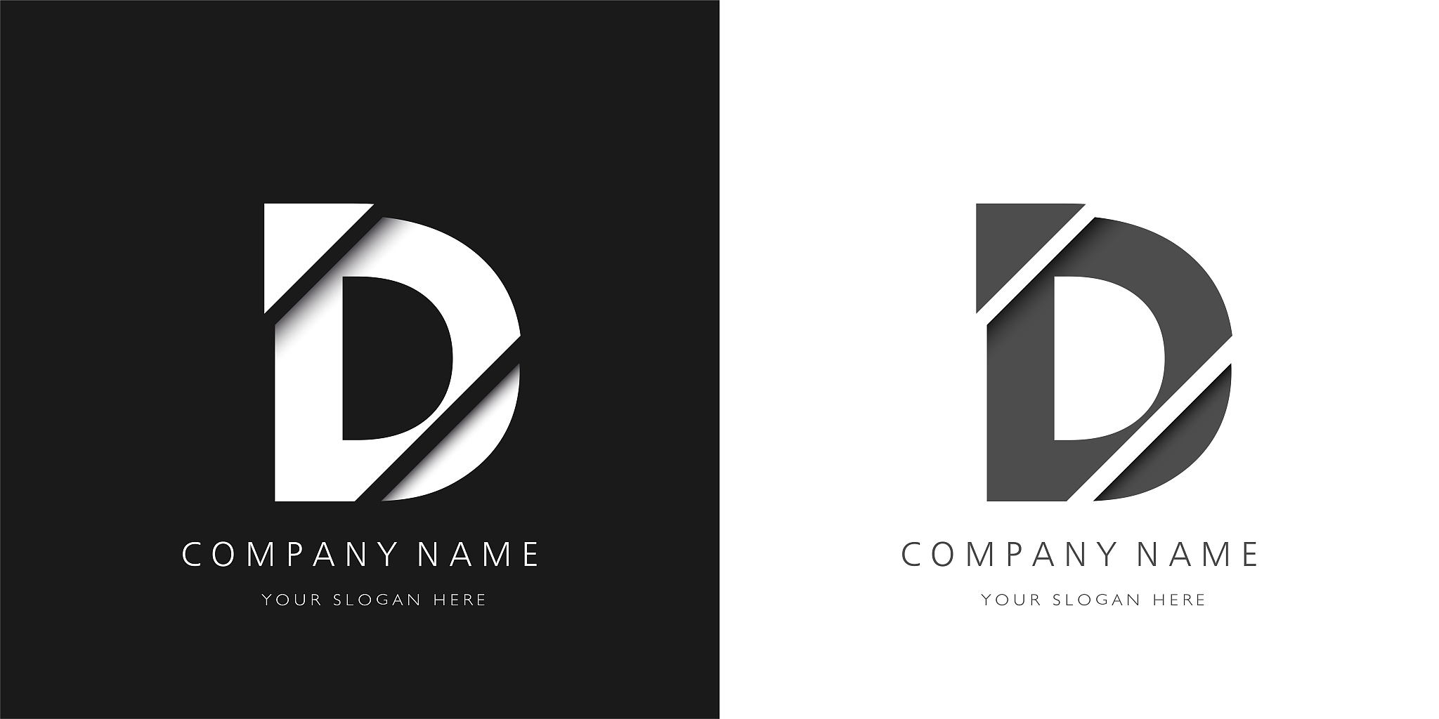 d letter modern logo broken design