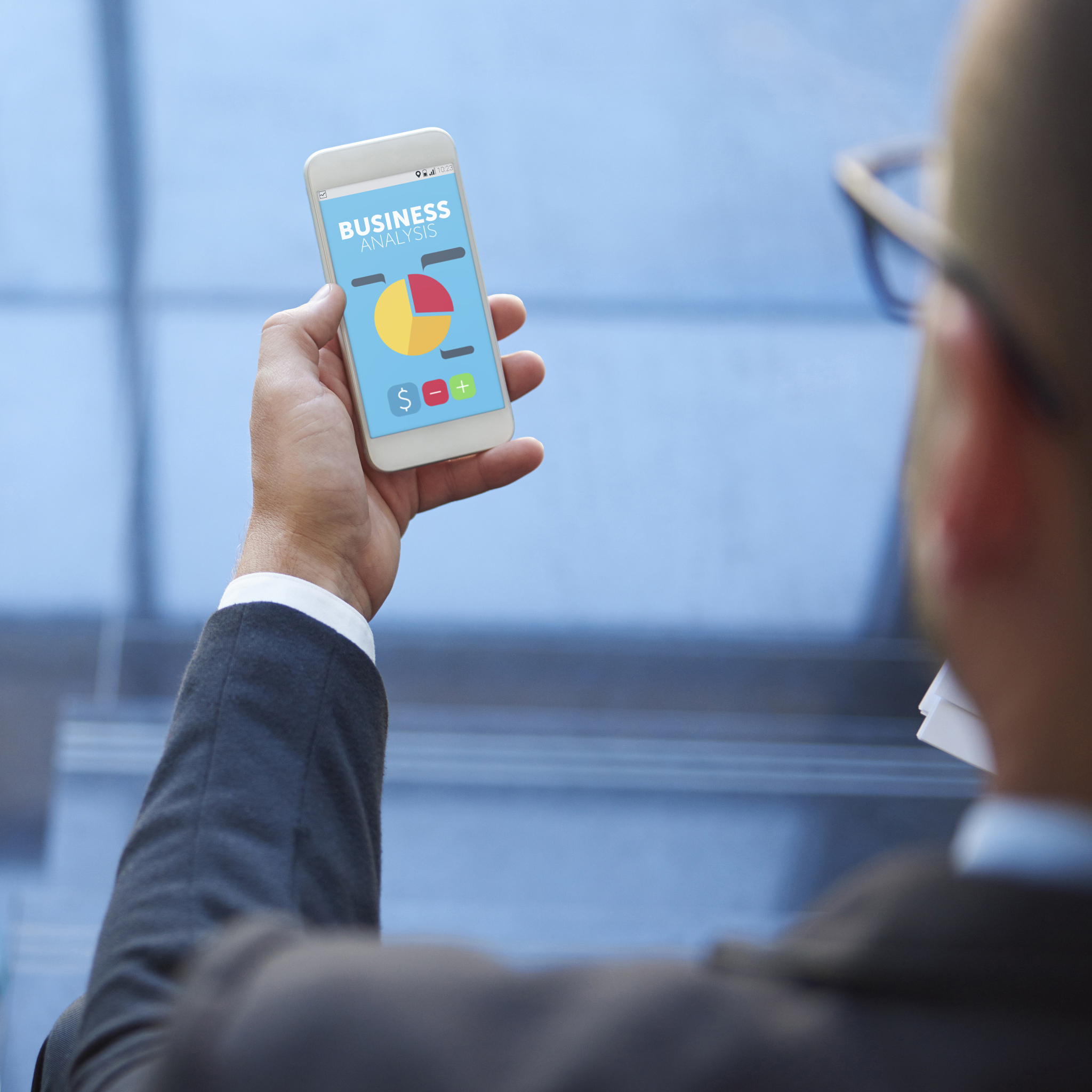 smart phone used by a modern businessman