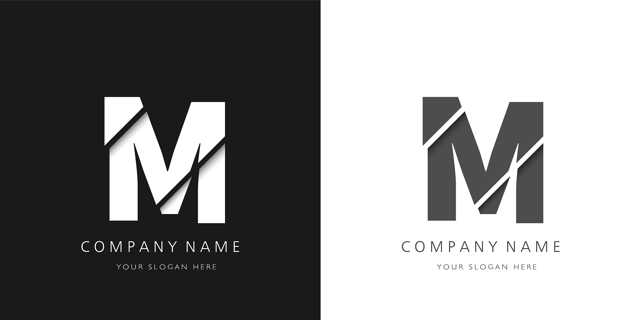 m letter modern logo broken design
