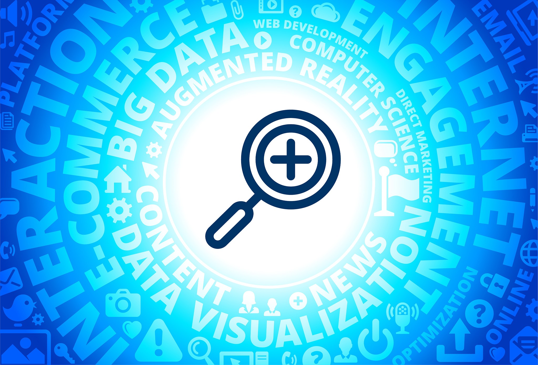add search icon on internet modern technology words background