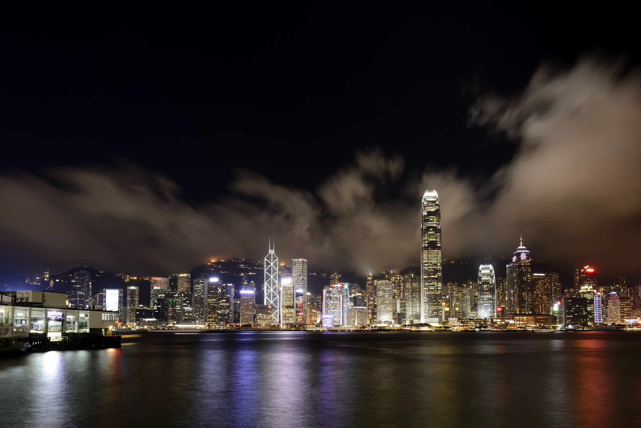 night view of hong kong island
