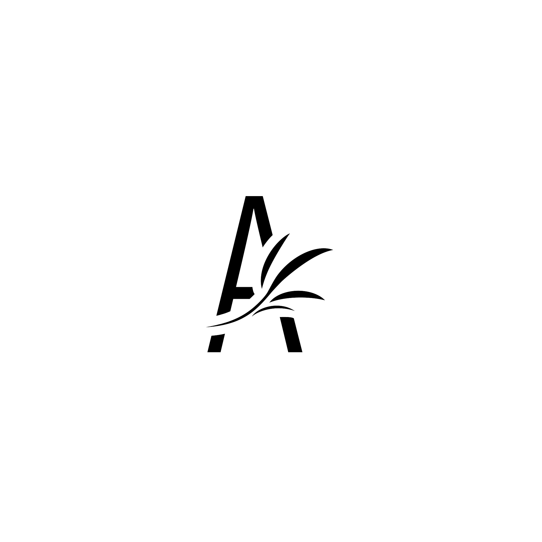 elegant leaf letter a, vintage style alphabet design template