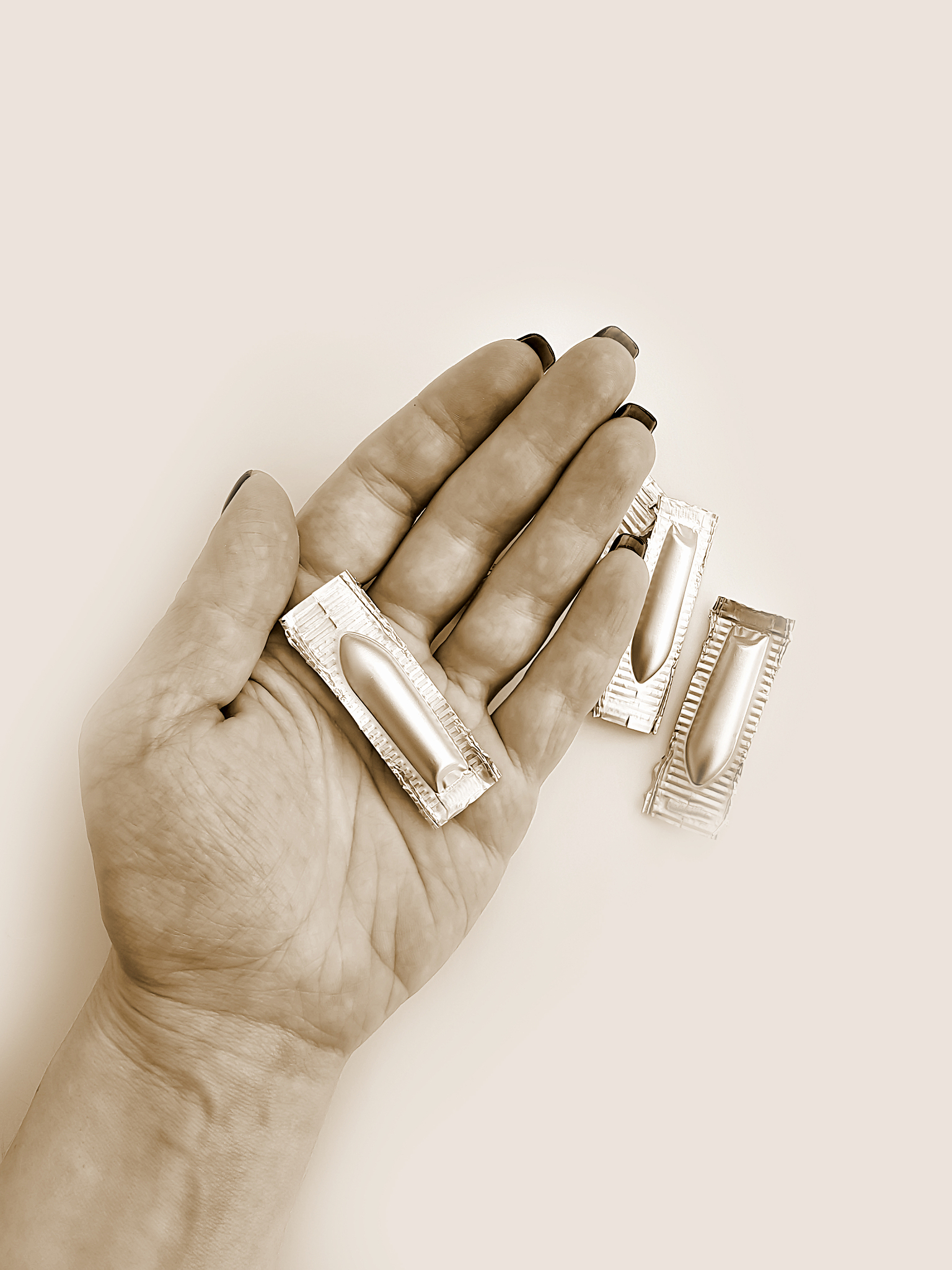 hand holds medical candles