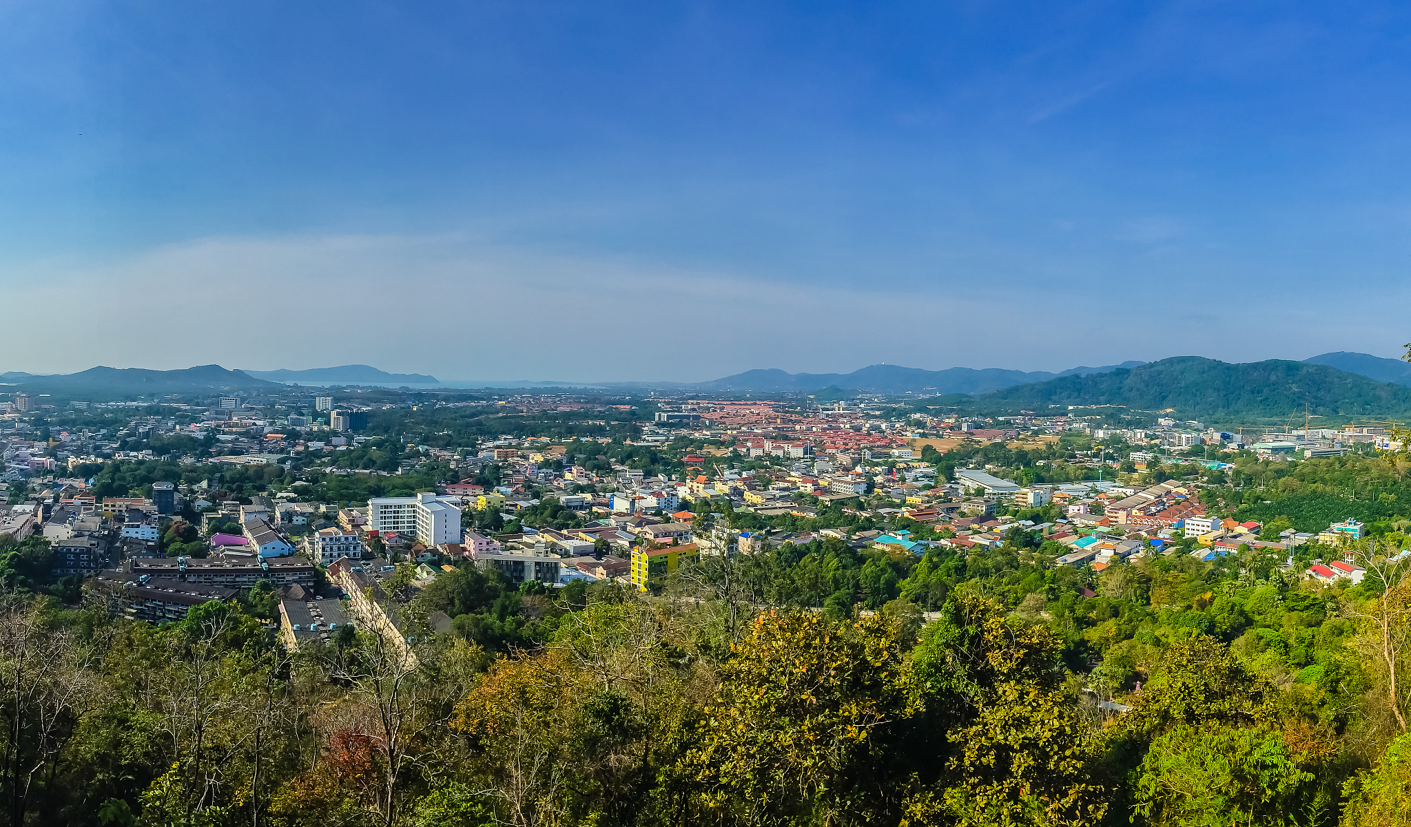 beautiful panorama landscape in 180 degrees view of phuket city 