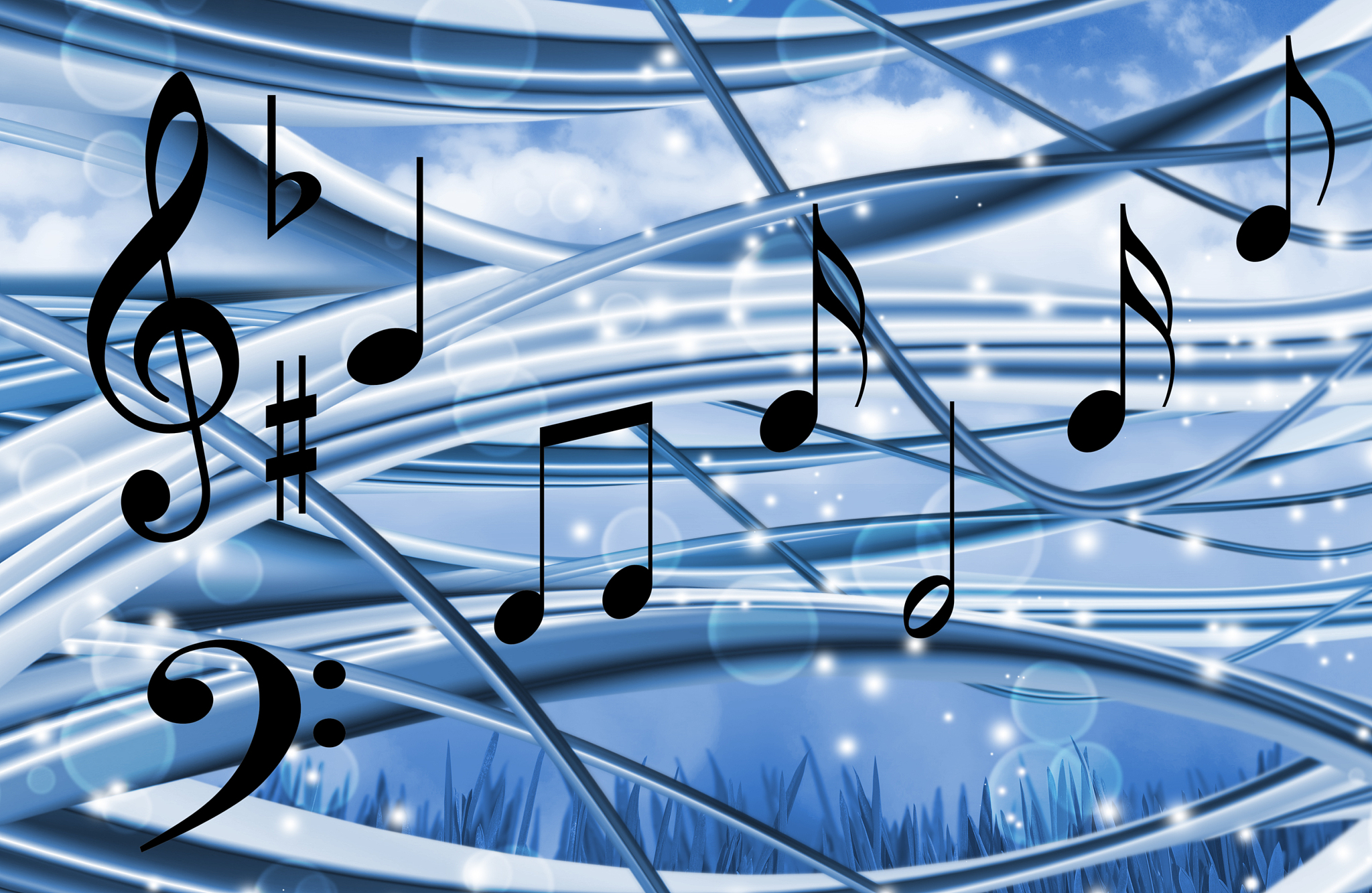 image of notes on blue background