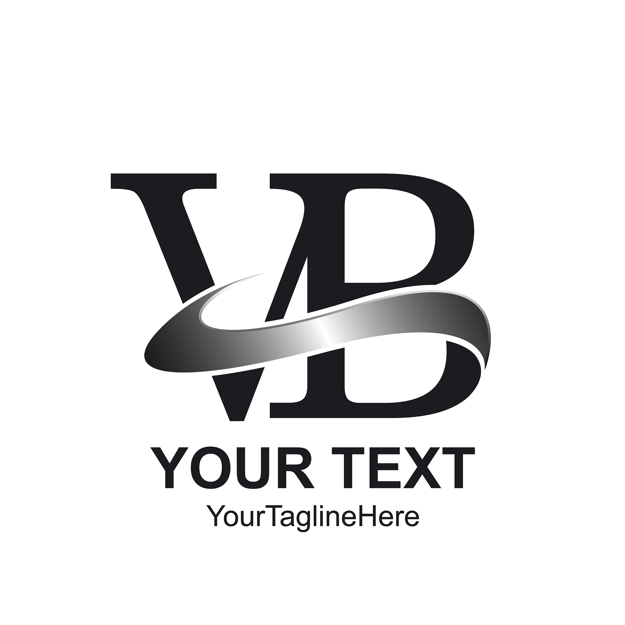 initial letter vb logo template colored silver
