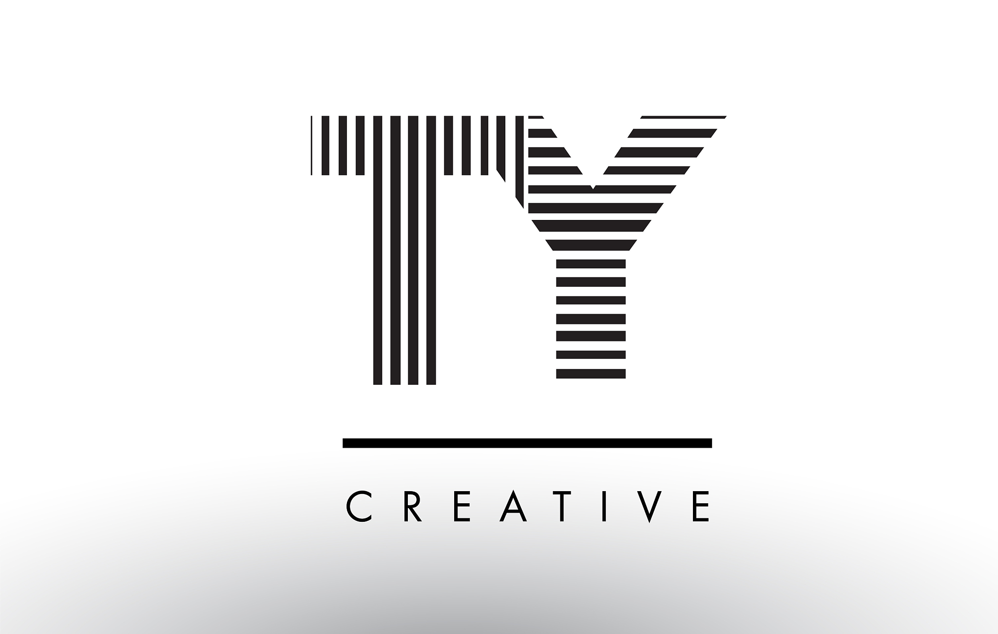 ty t y black and white lines letter logo design