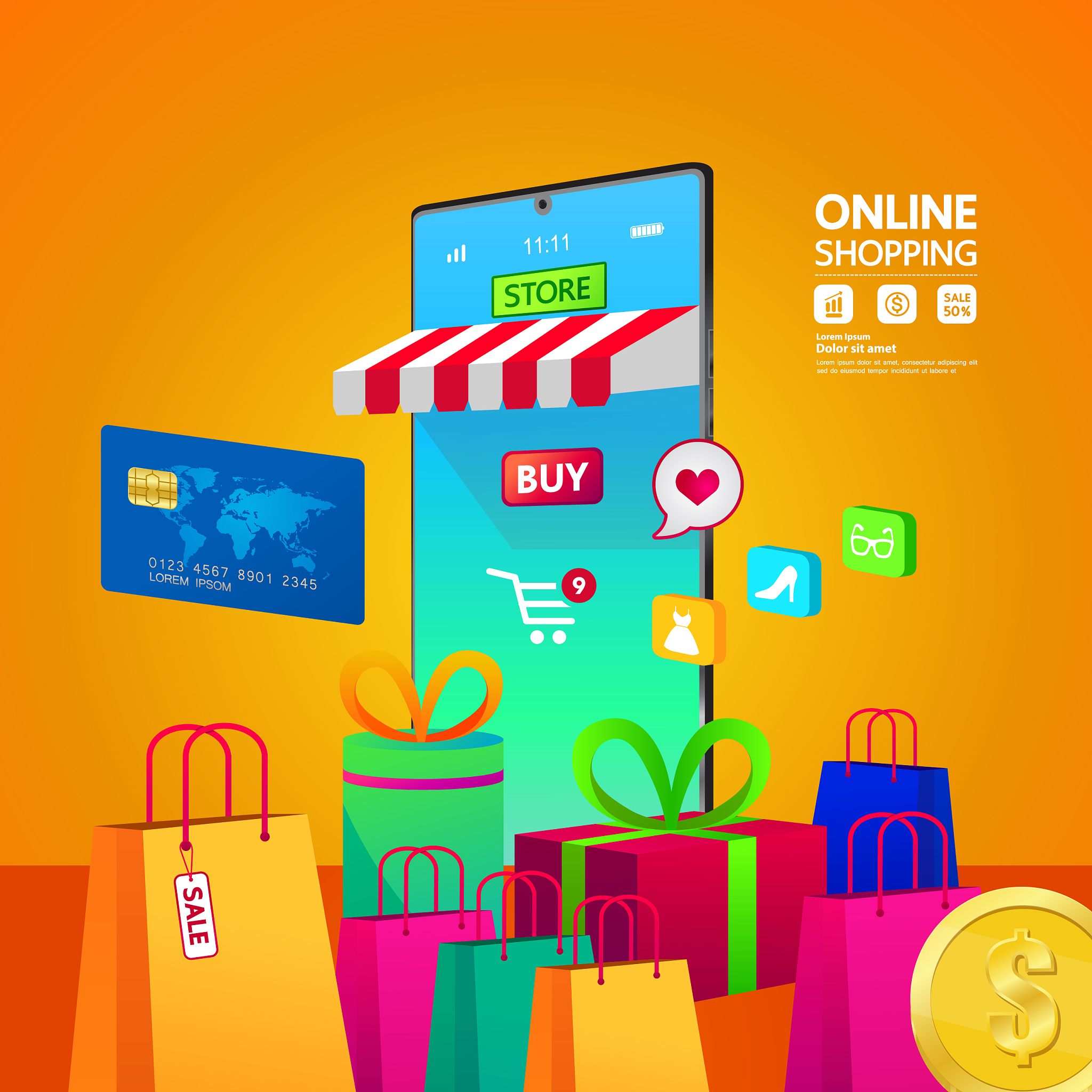 shopping online on website or mobile application