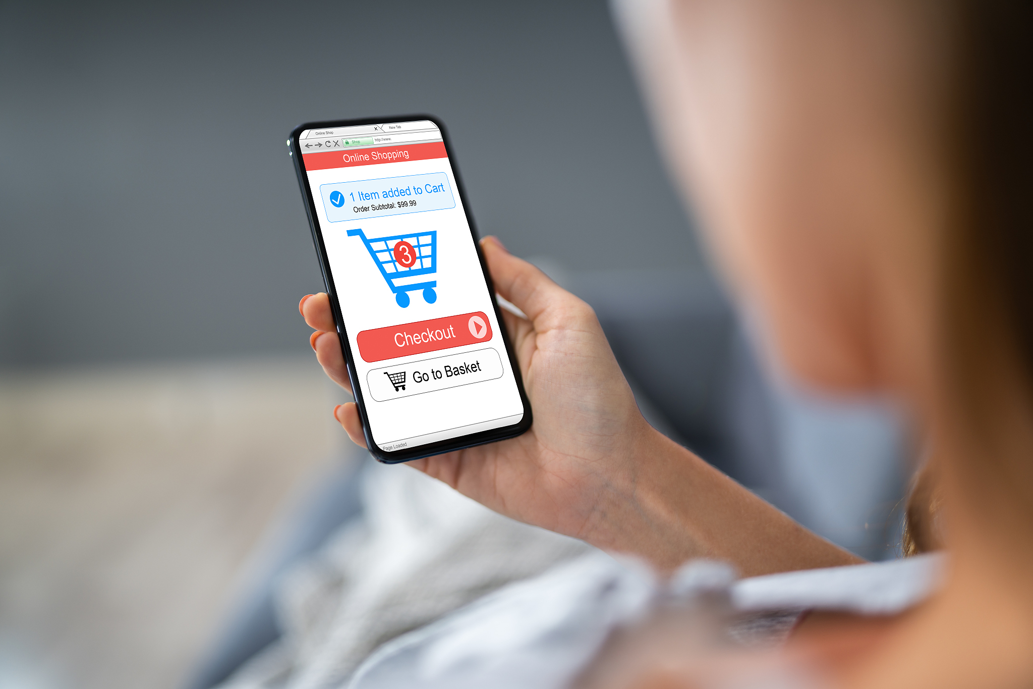 person using online shopping application