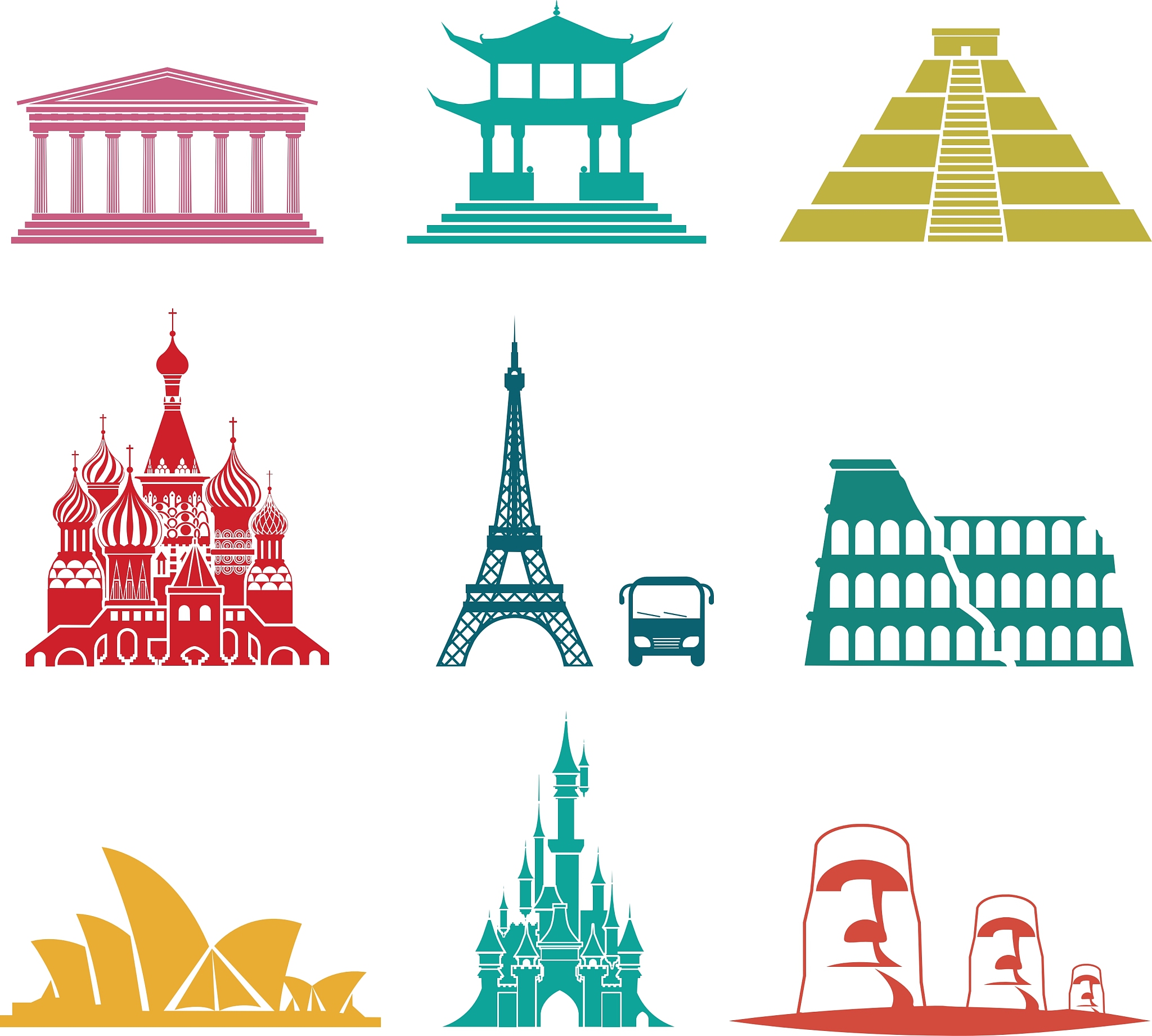 famous monuments travel icons