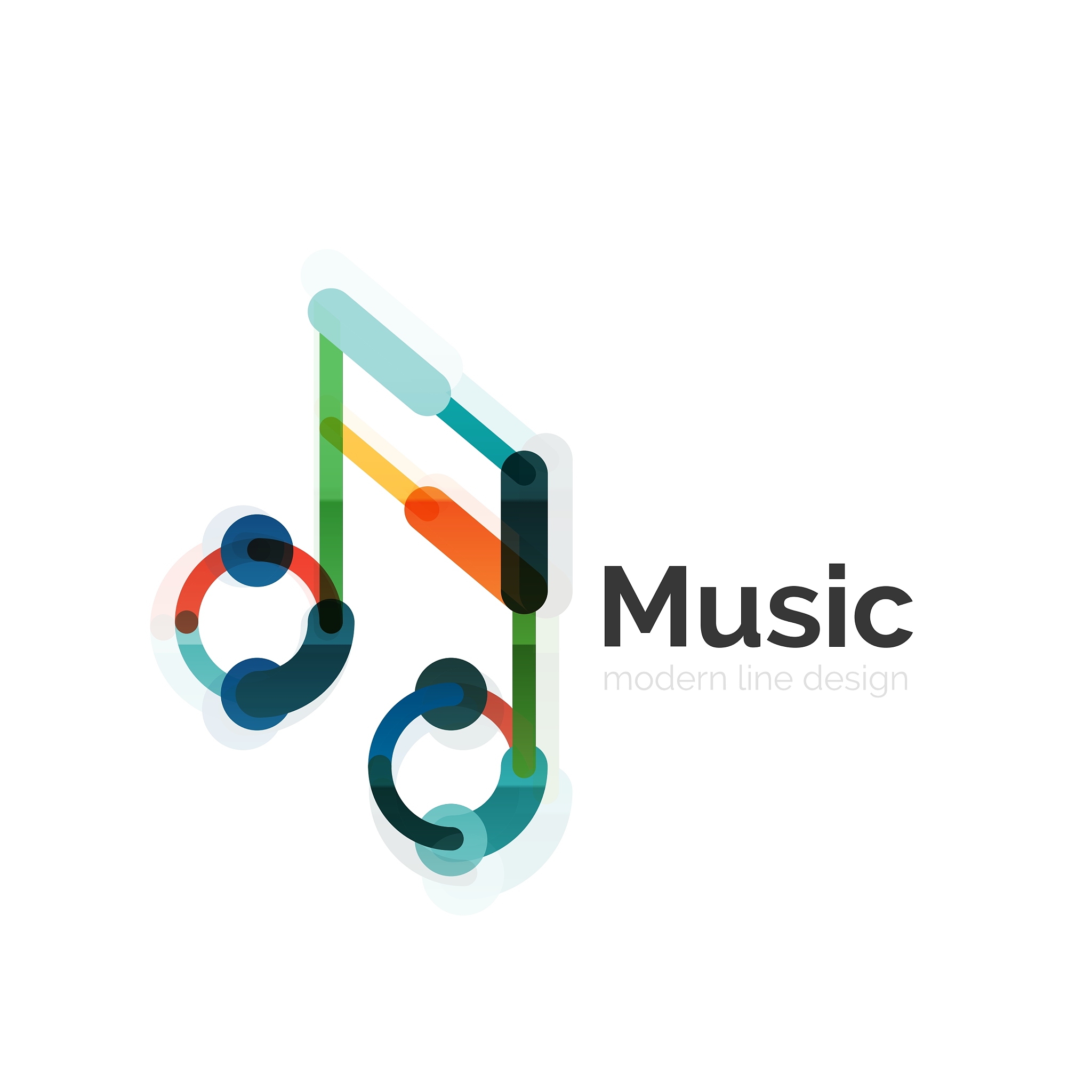 music note logo flat thin line geometric design