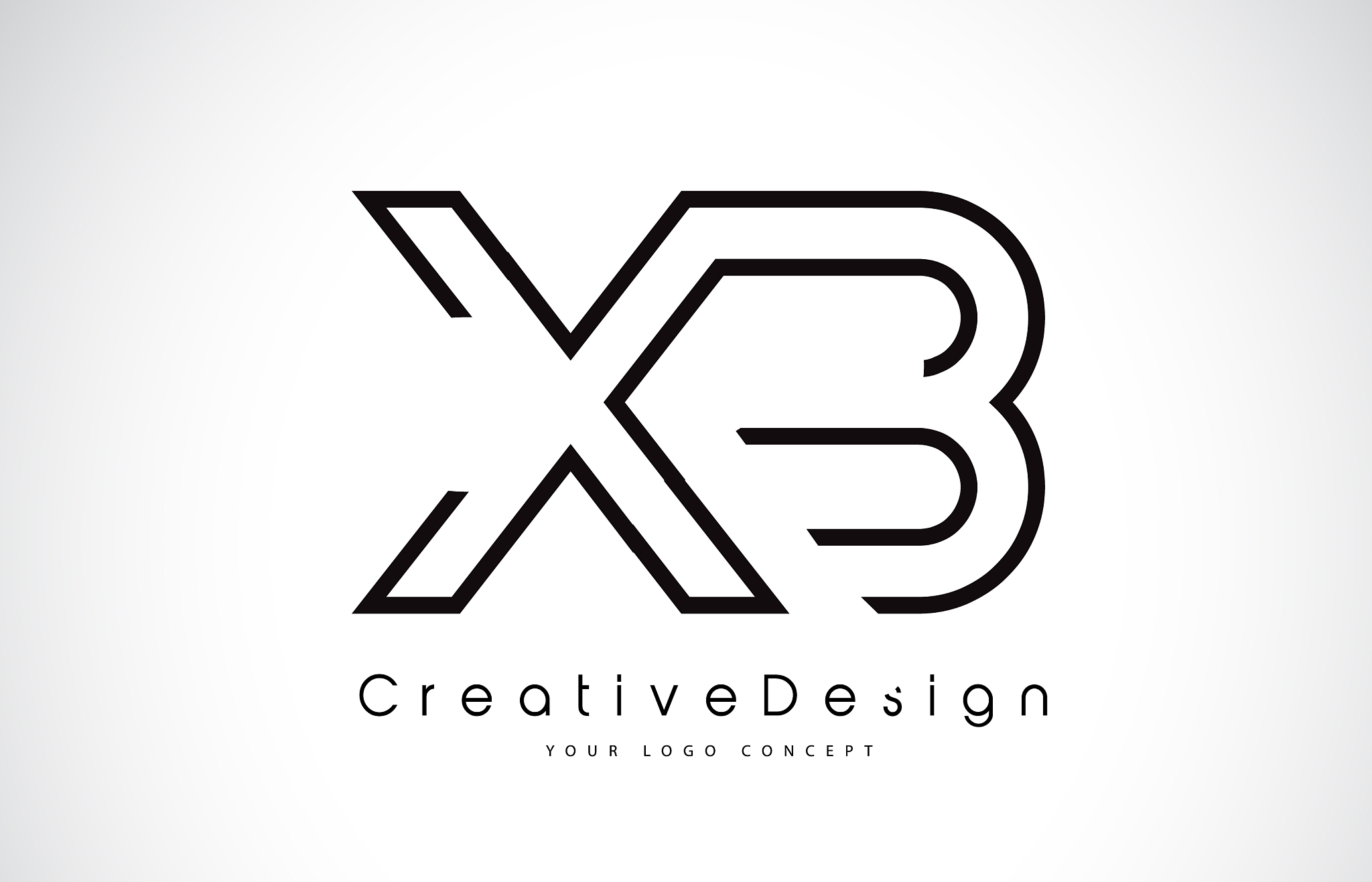 xb x b letter logo design in black colors