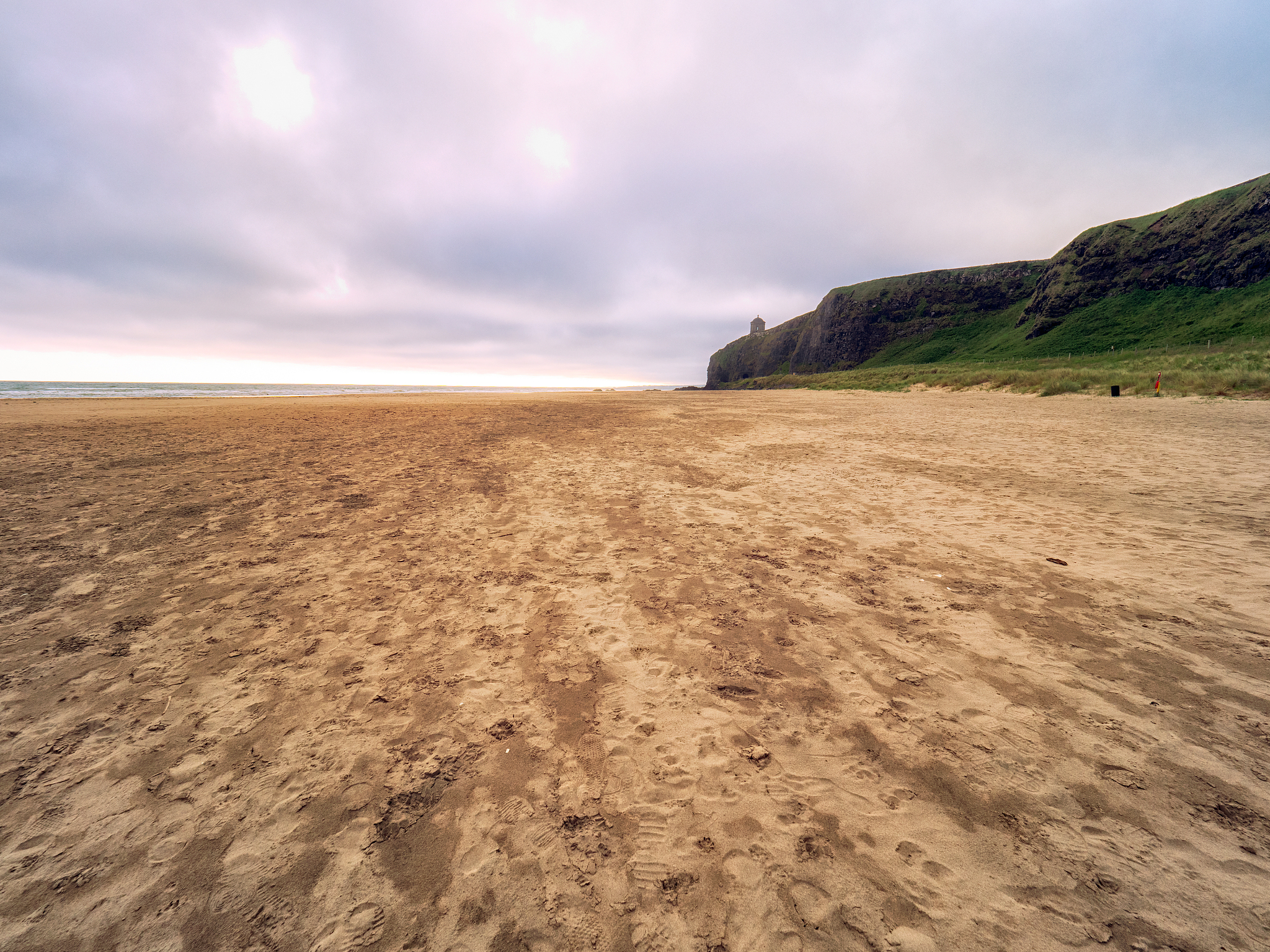 wide angle shoot summer morning sand beach in the north coastlin