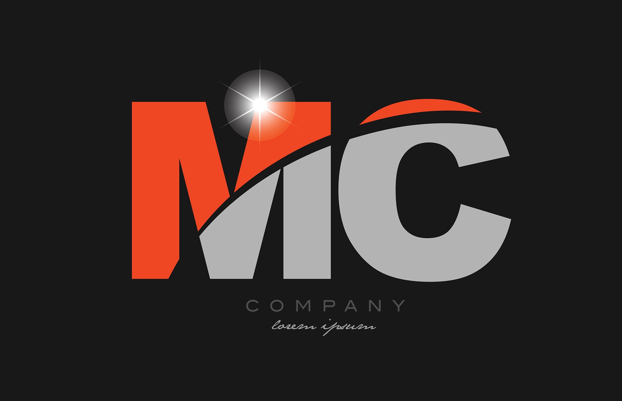 combination letter mc m c in grey orange color alphabet for logo