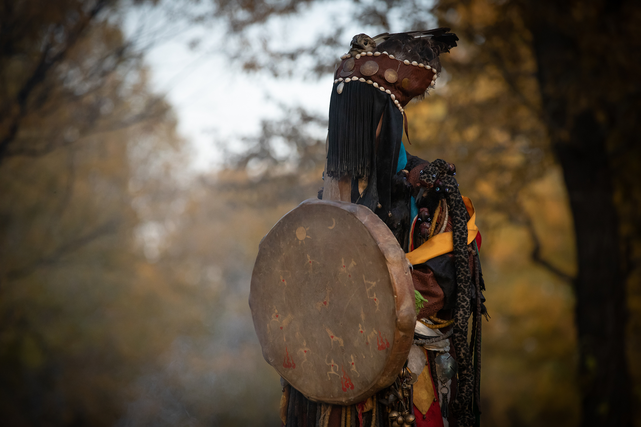 mongolian shaman performing a ritual.