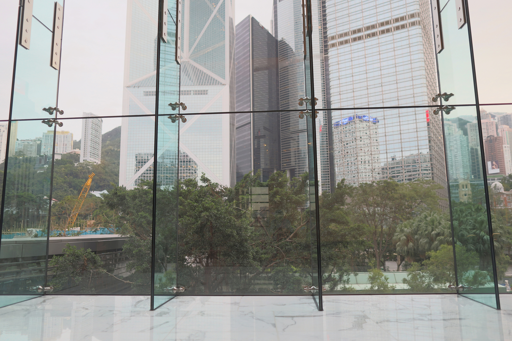 a lobby of modern office building view