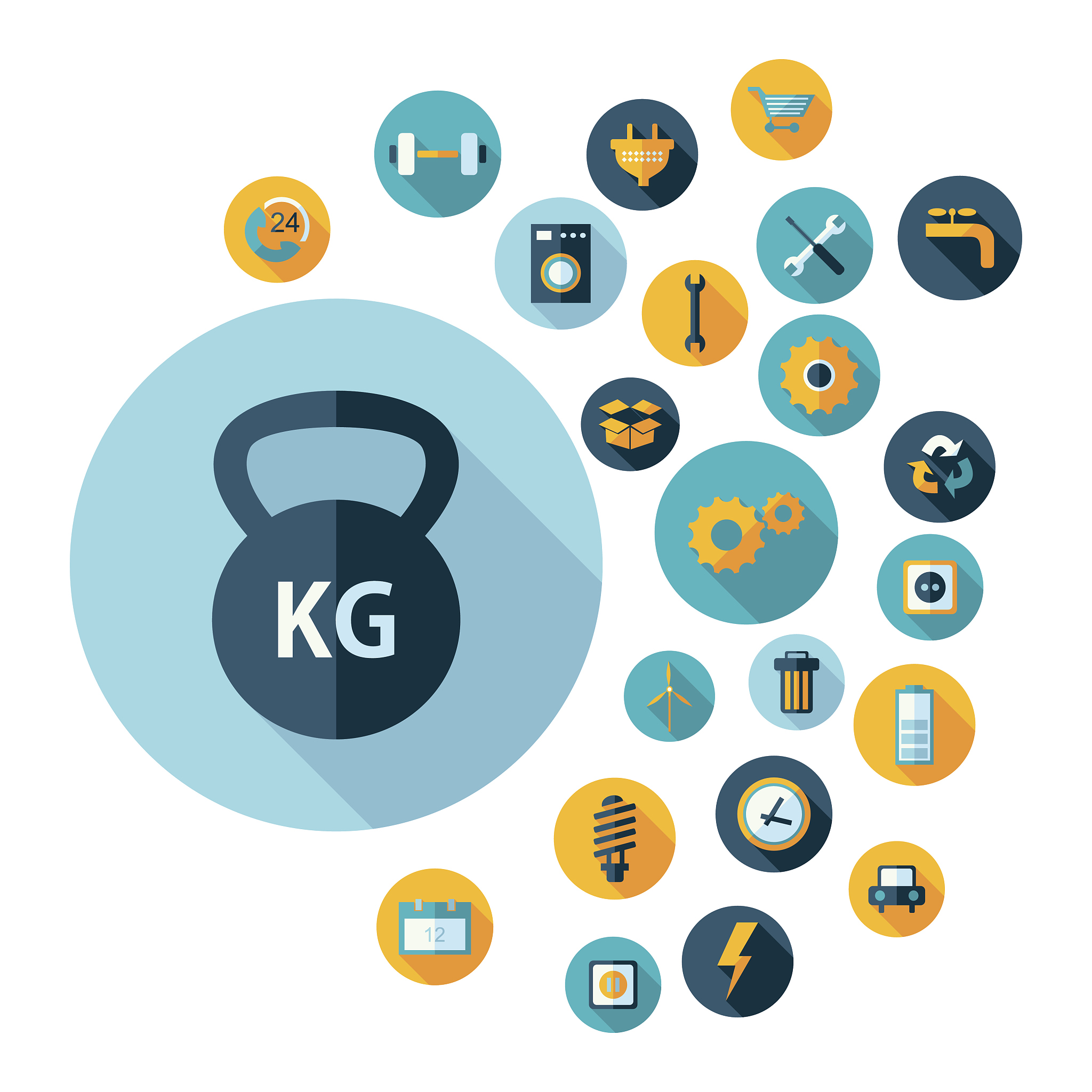 flat concept design with shadow seo flat icons