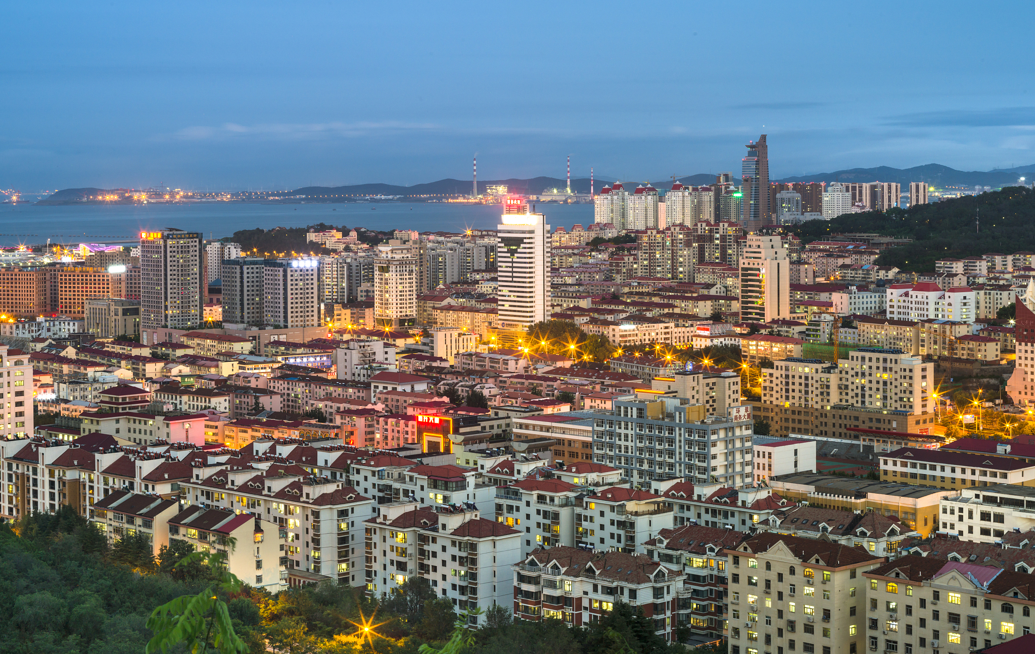 威海市中心全景图鸟瞰