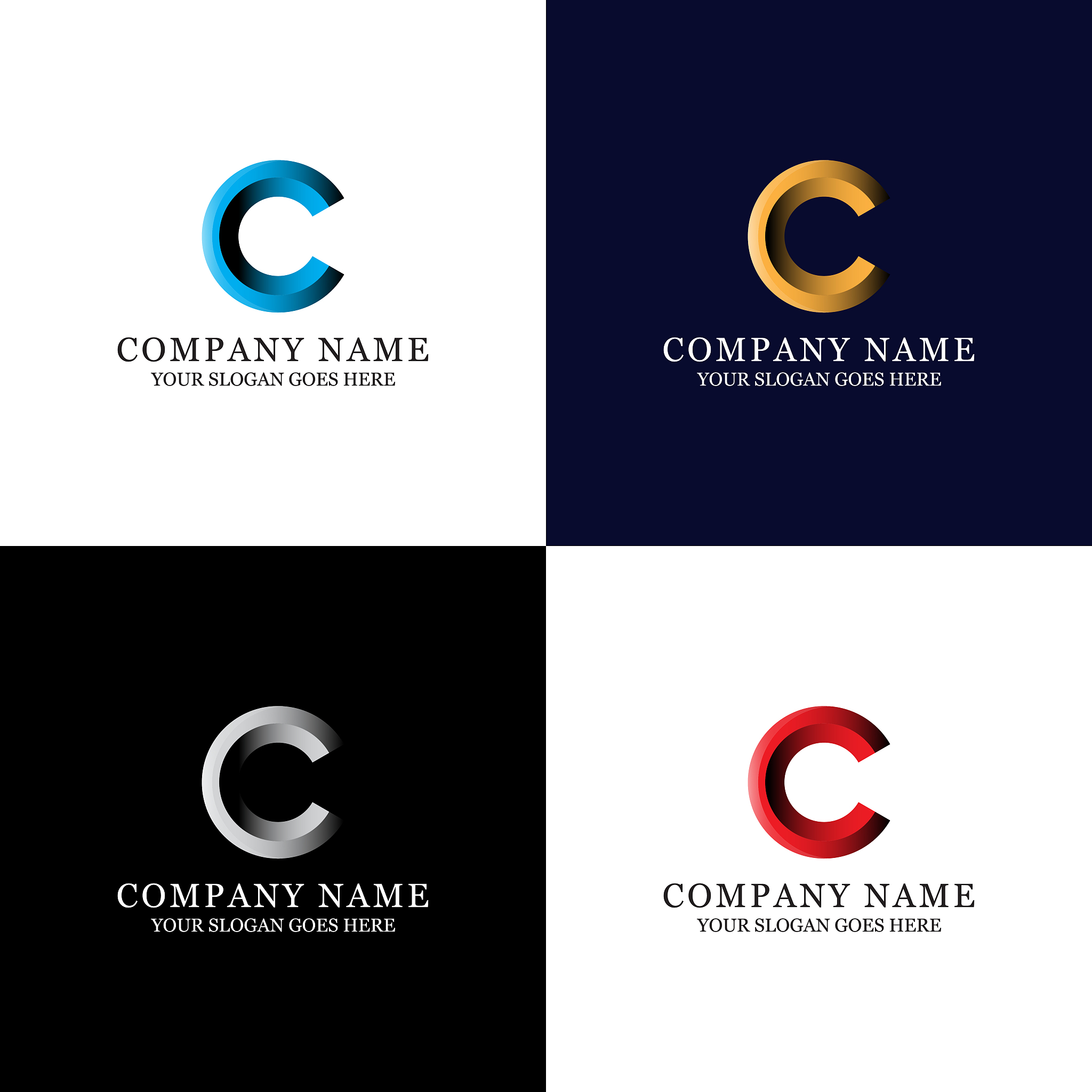 c letter colorful logo - modern gradient illustration