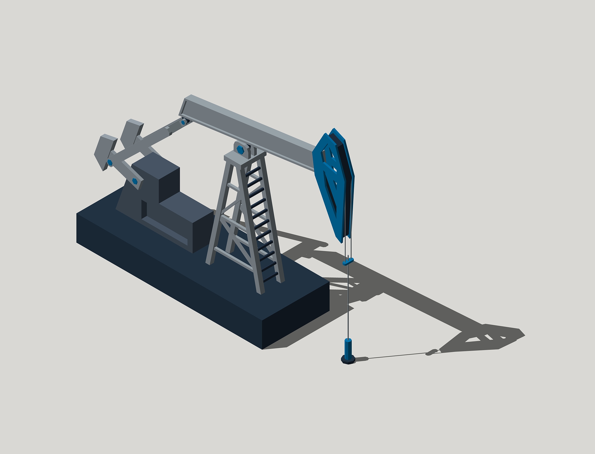 oil pump jack.isolated on grey background.3d rendering illustrat