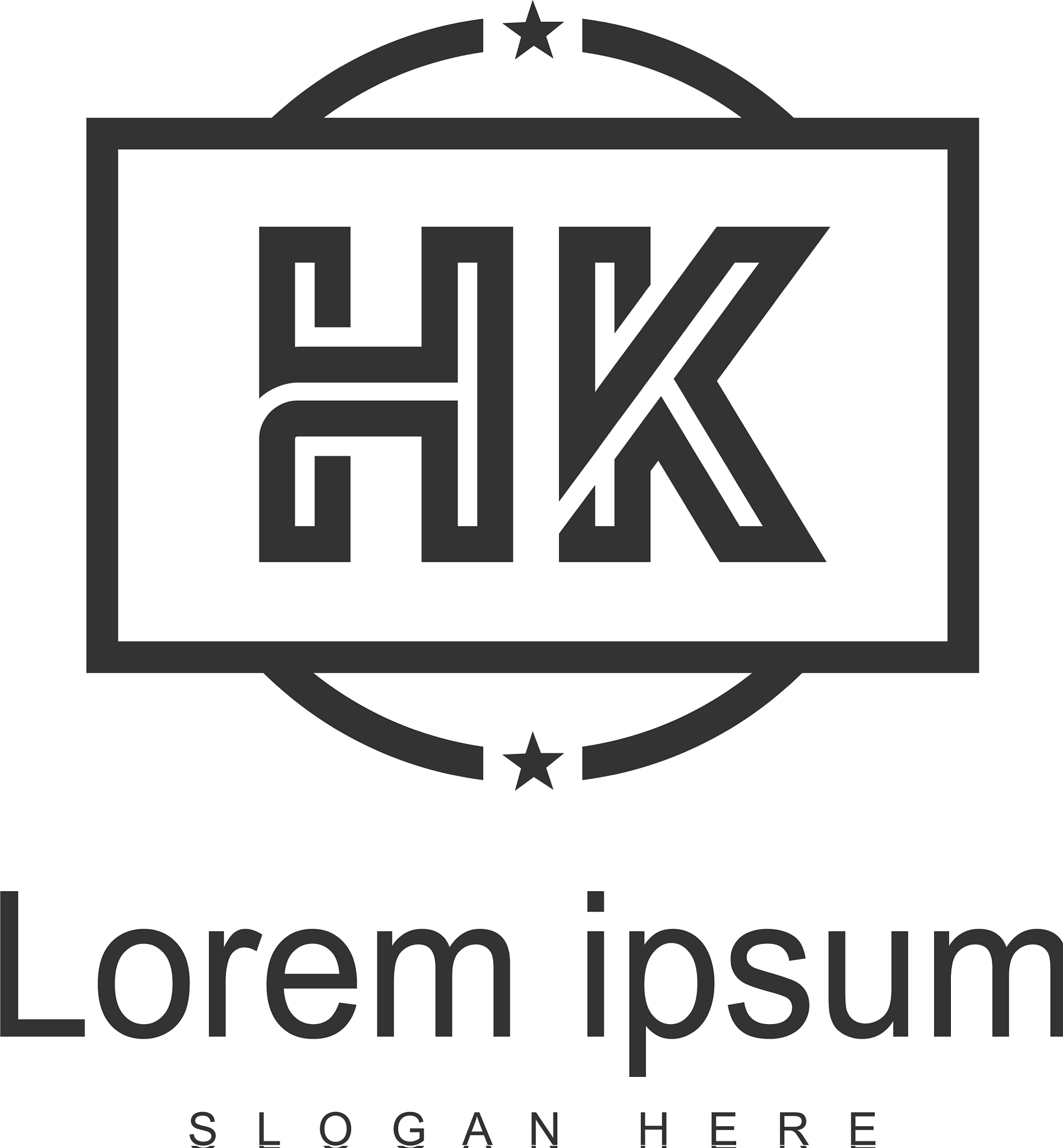 initial hk logo template with modern frame