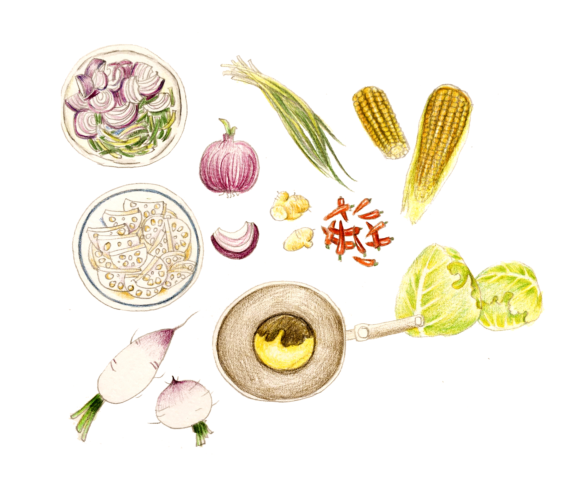 山药玉米羹包装设计：中国风插画，突出食材和文化