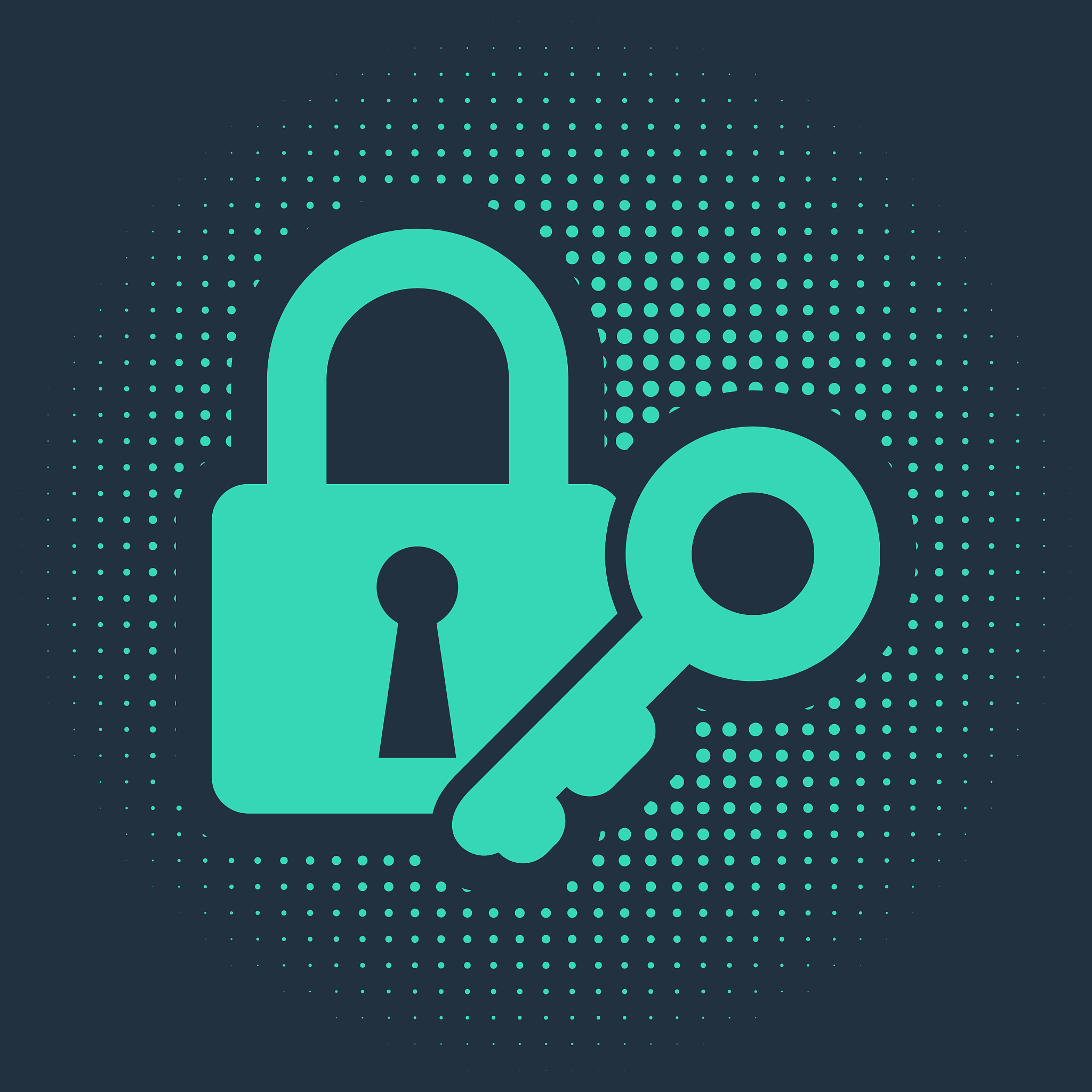 green lock and key icon isolated on blue