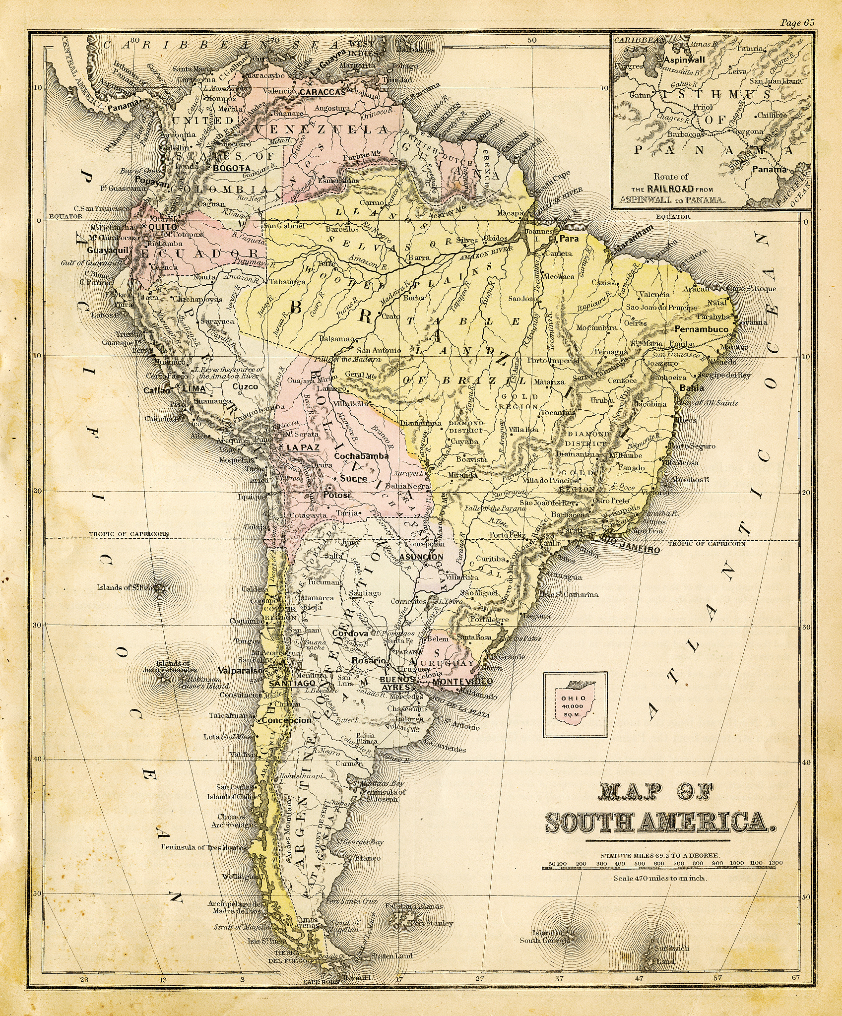 old map of south america