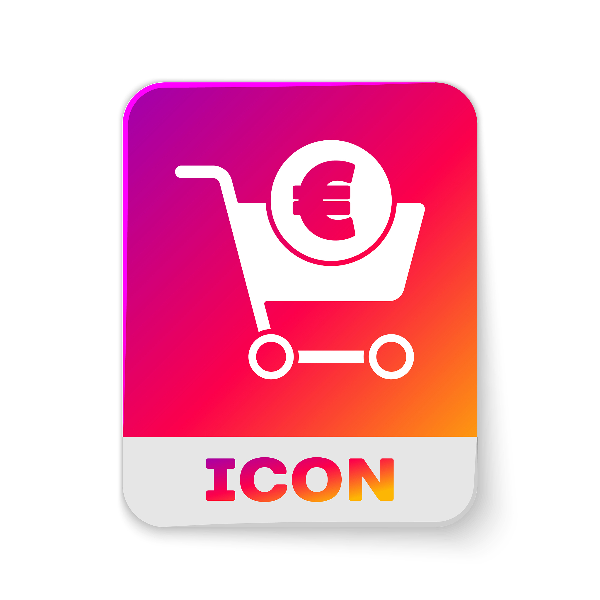 white shopping cart and euro symbol icon isolated