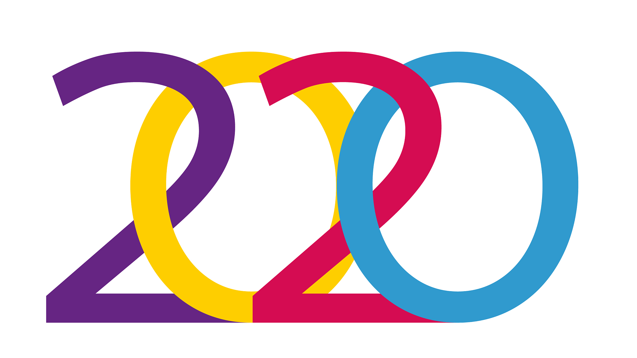 2020 happy new year logo text design