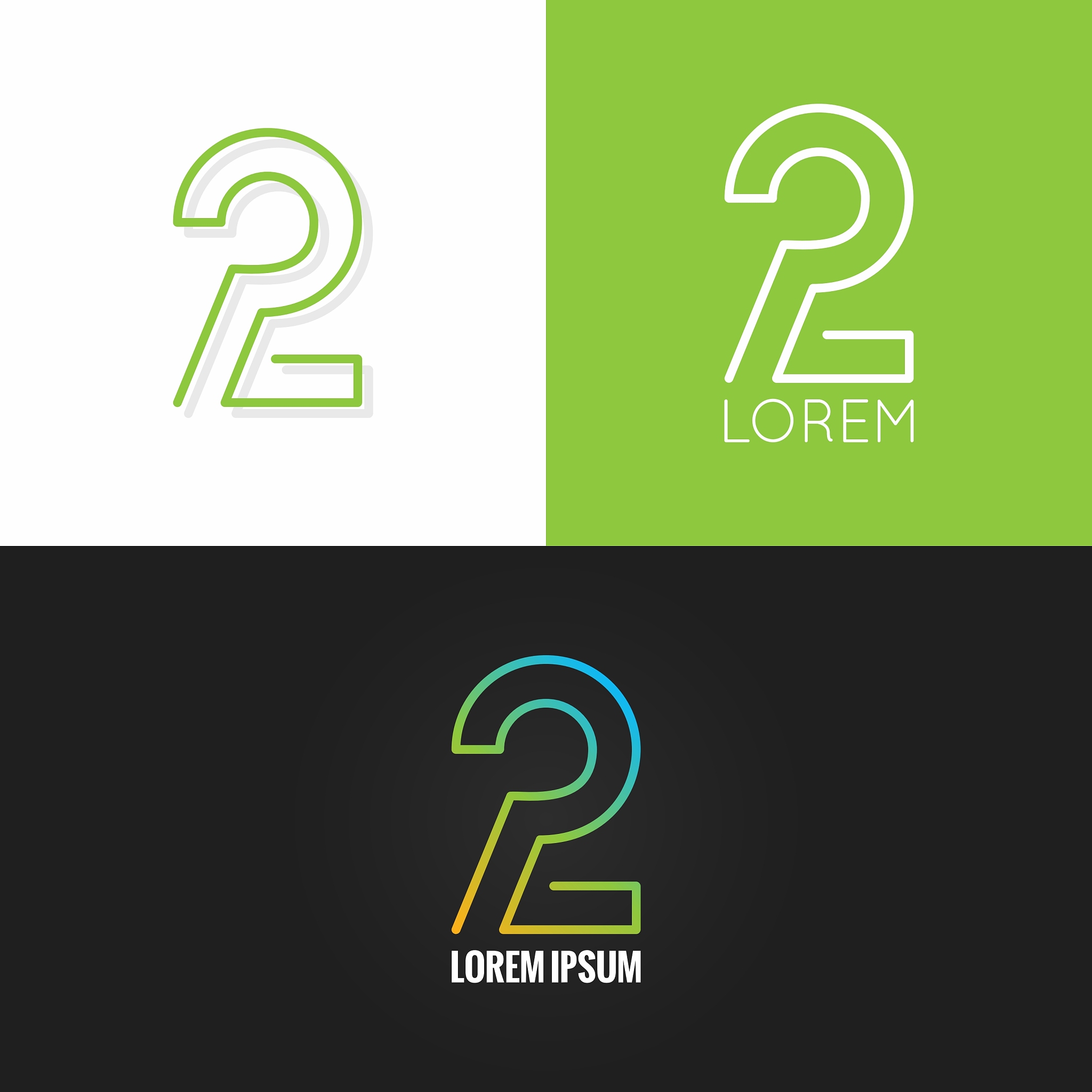 number two 2 logo design icon set background