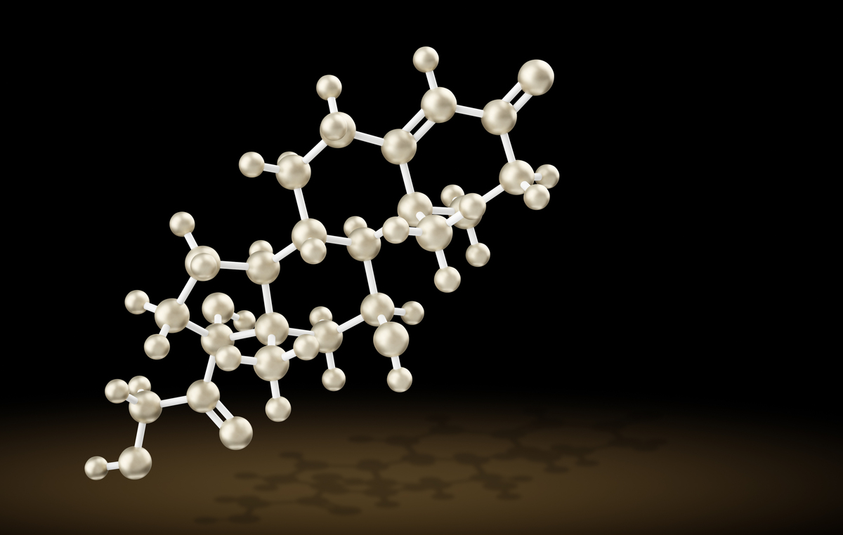 皮质醇分子.氢化可的松,糖皮质激素,类固醇激素,深色.