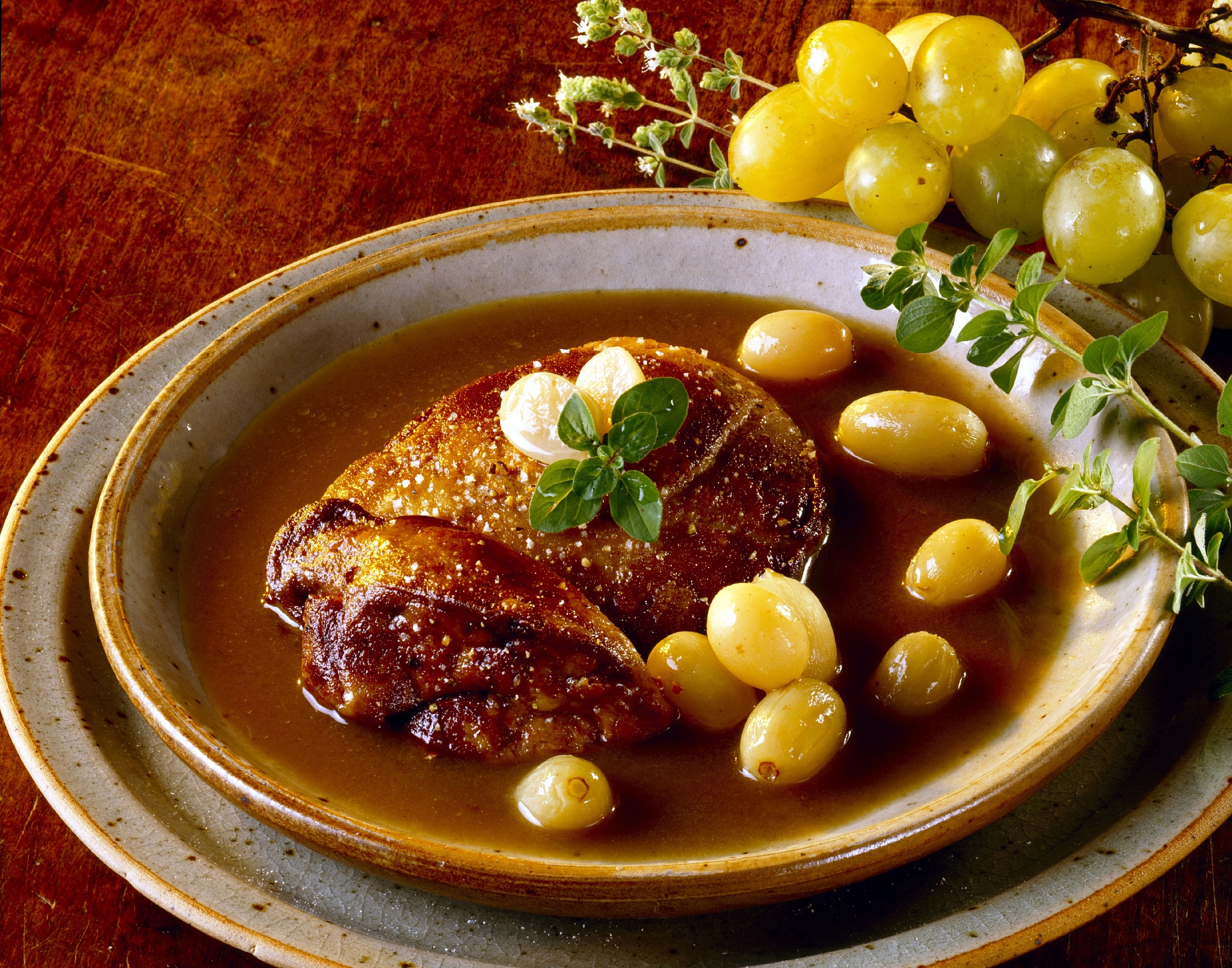 pan-fried foie gras with grapes