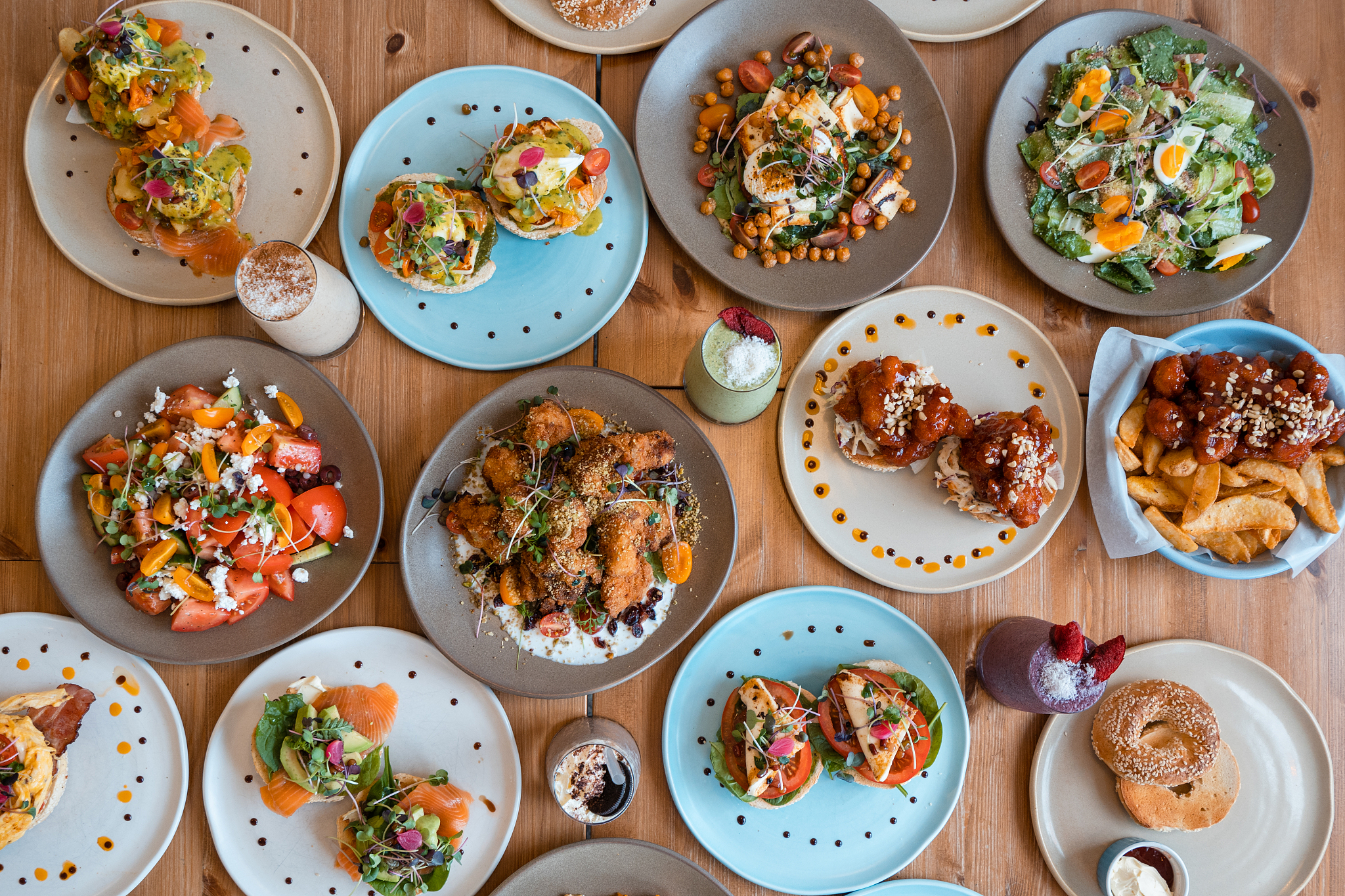 table top view of healthy food.