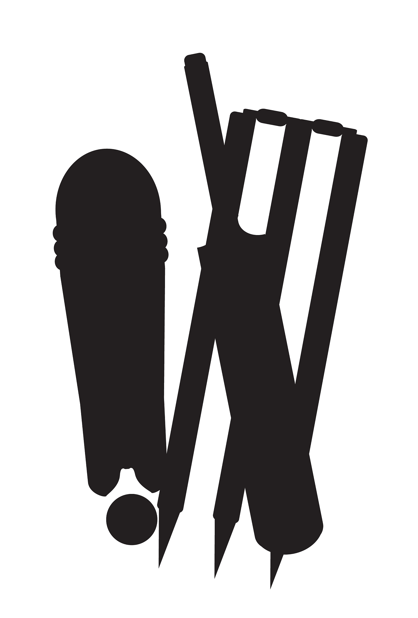 cricket set silhouette on white