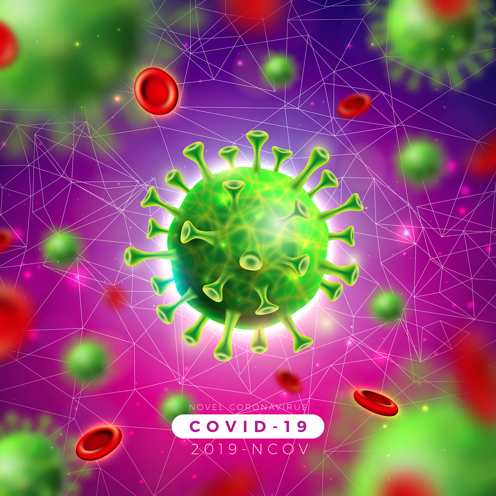 covid-19. coronavirus outbreak design with virus and blood cell 