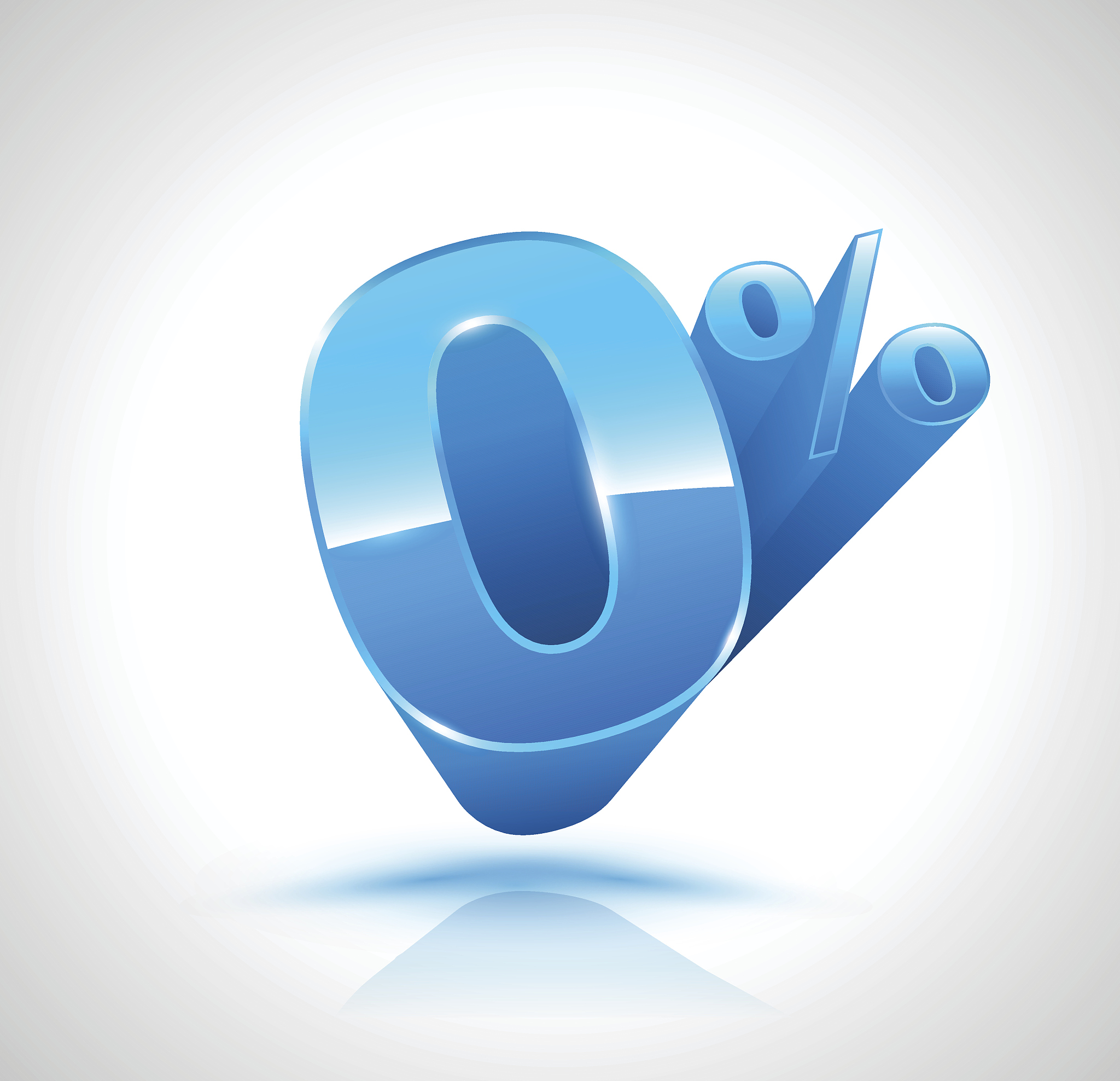 blue zero percent 3d style. vector illustration.