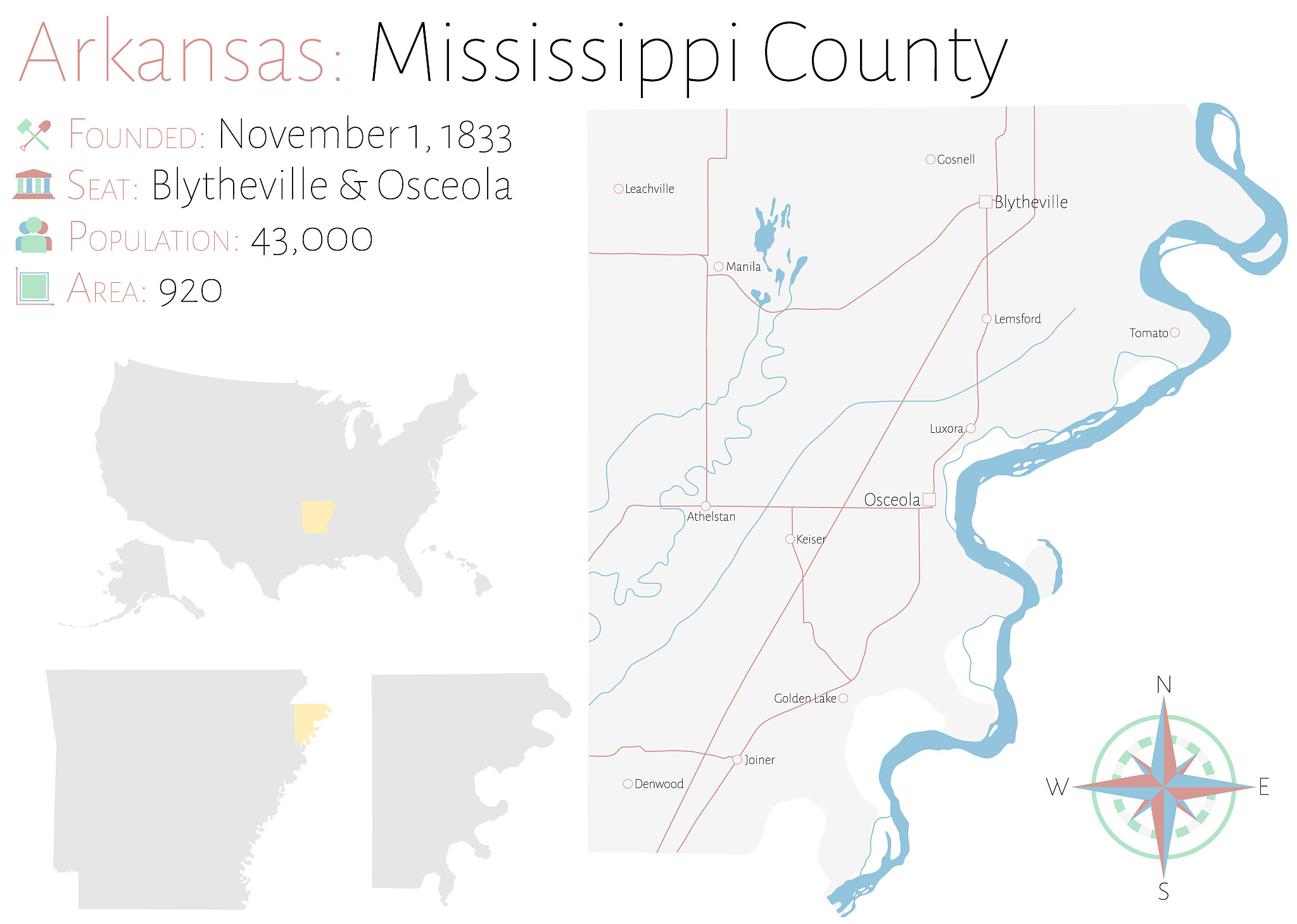 map of mississippi county in arkansas