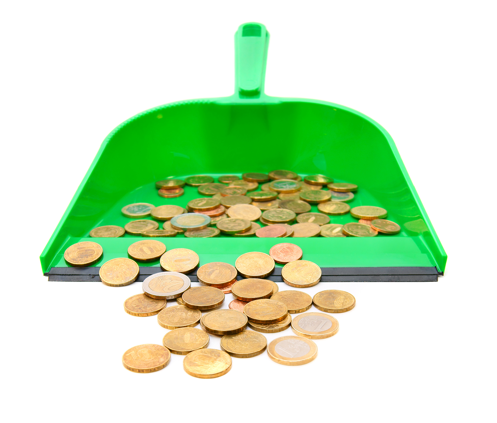 coins in a scoop.