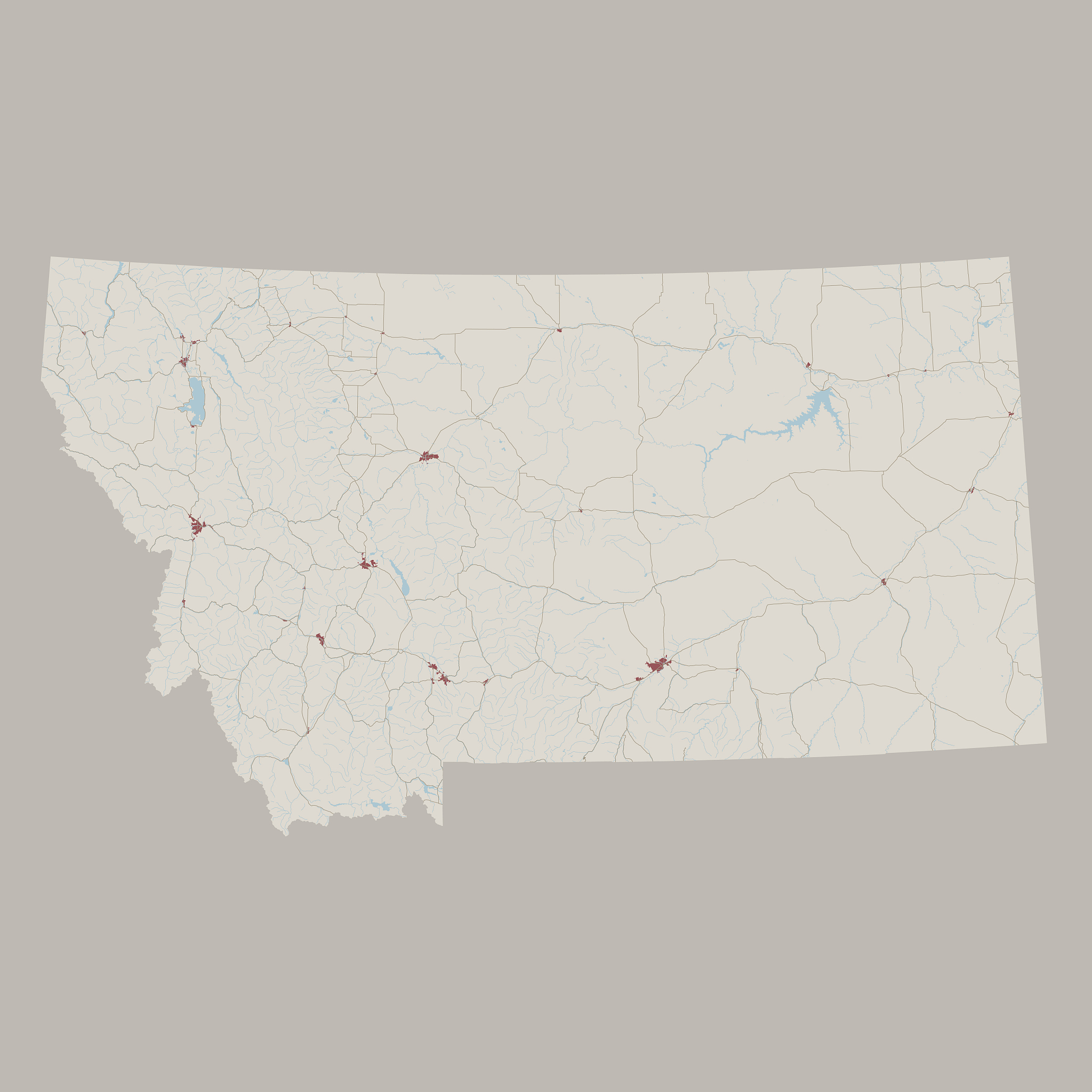montana us state road map