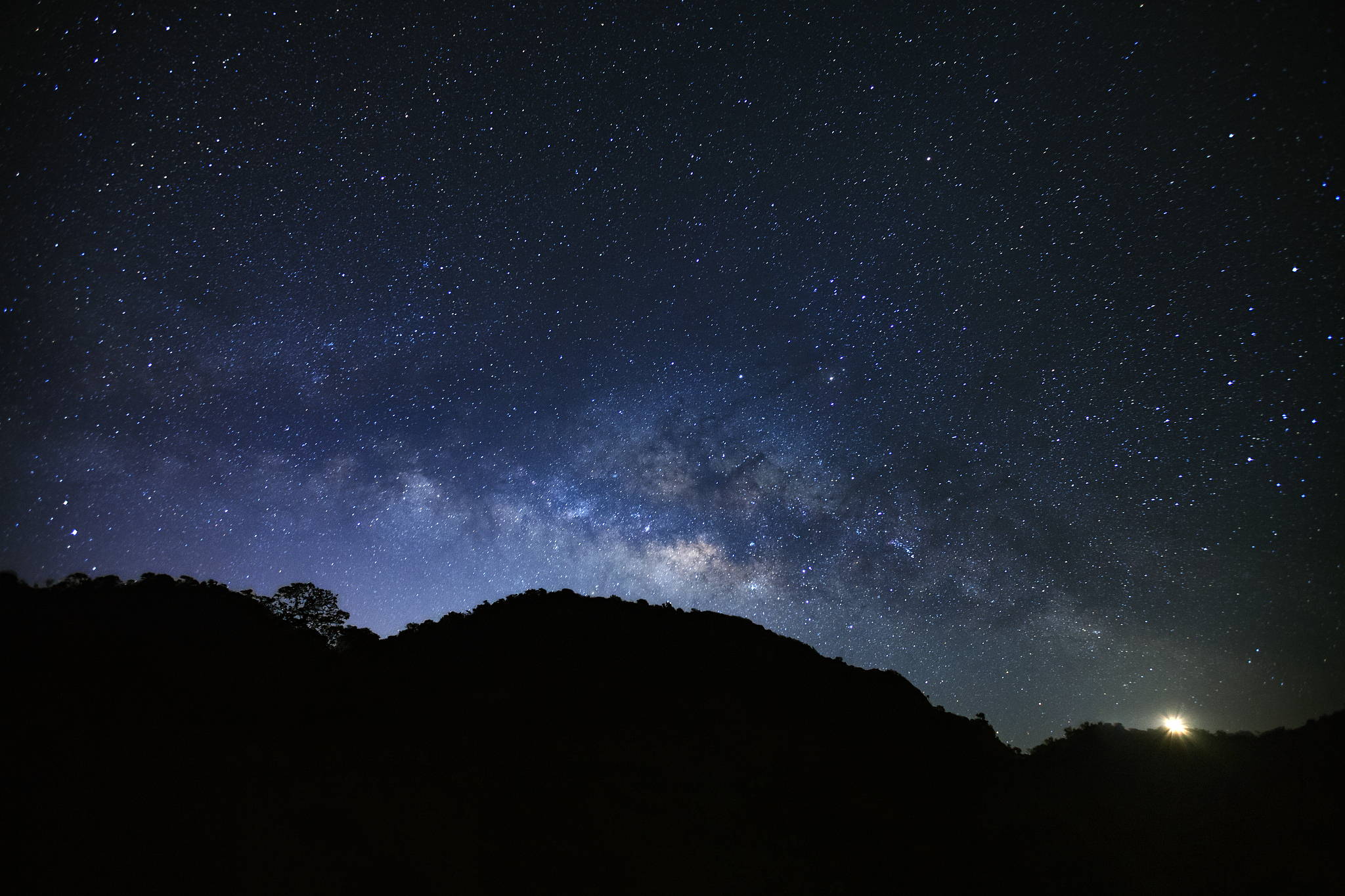 milky way galaxy at doi luang chiang dao mountain, long exposure