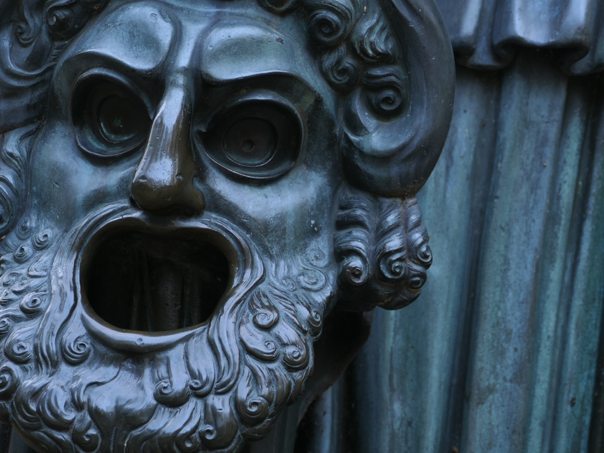 bronze tragic mask