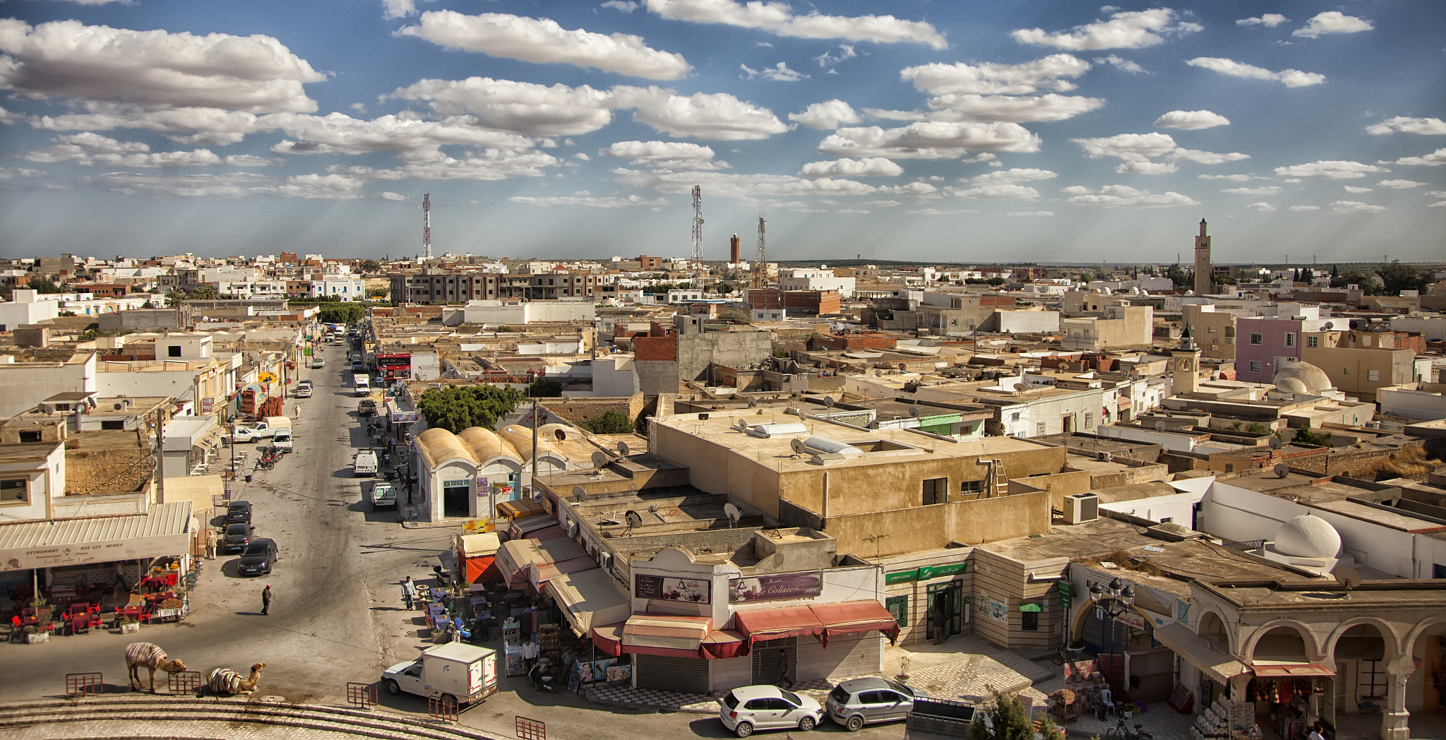 traditional arabic architecture in an urban landscape with drama