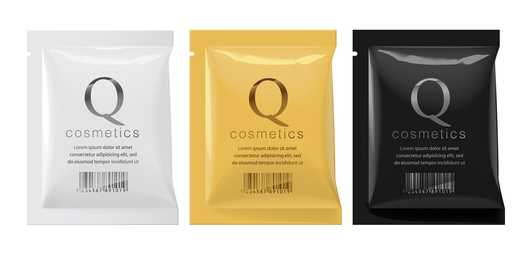 realistic white gold and black template packaging