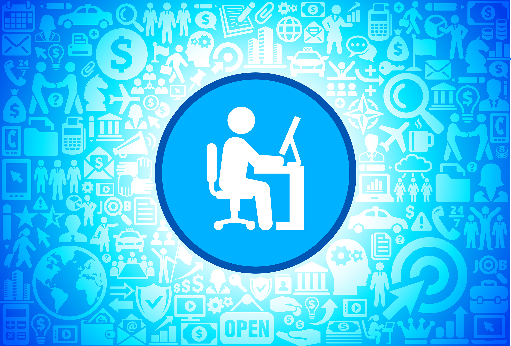 businessman working icon on business and finance vector backgrou