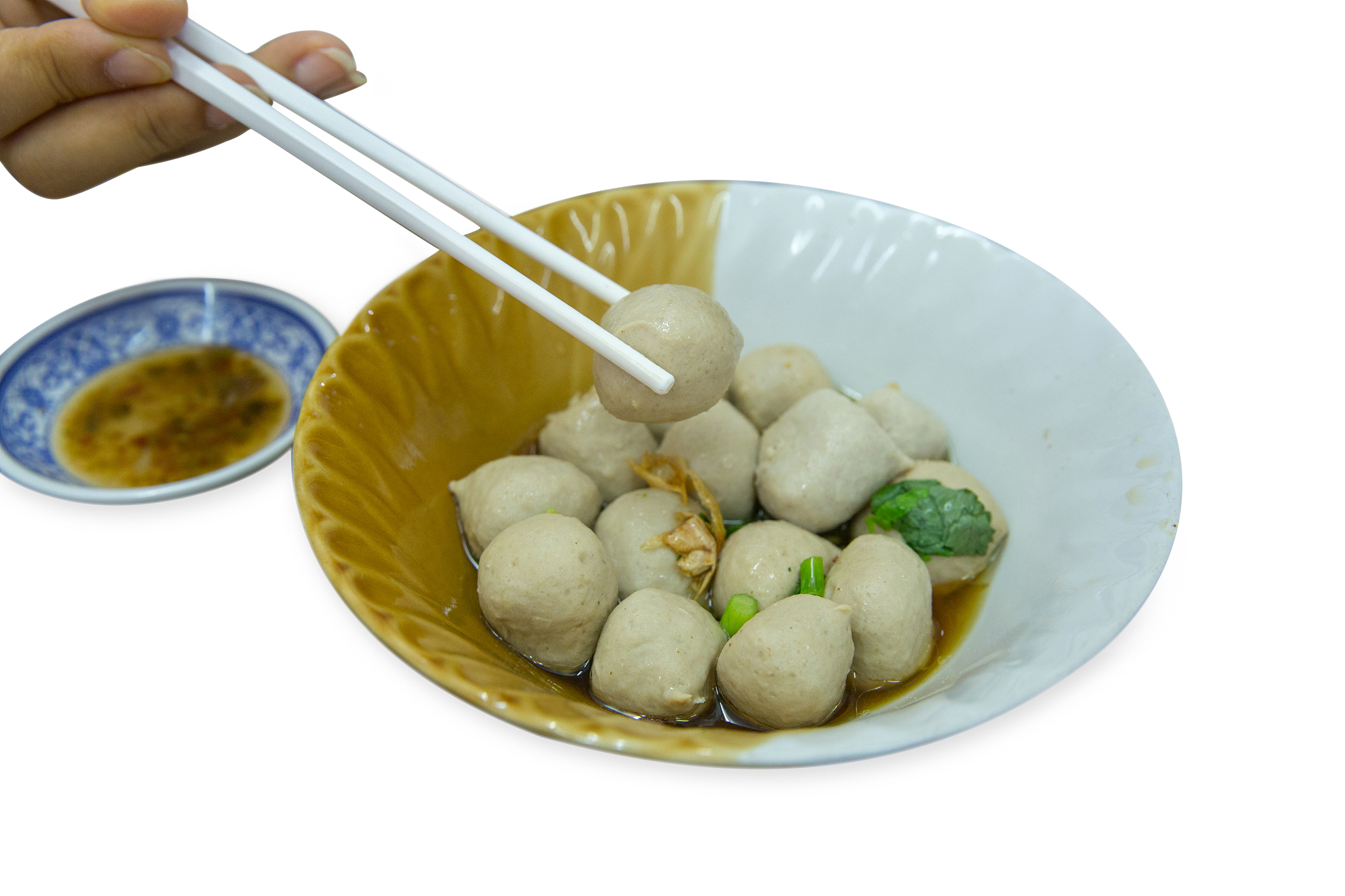 chinese beef noodles with clear soup stewed beef and meatballs