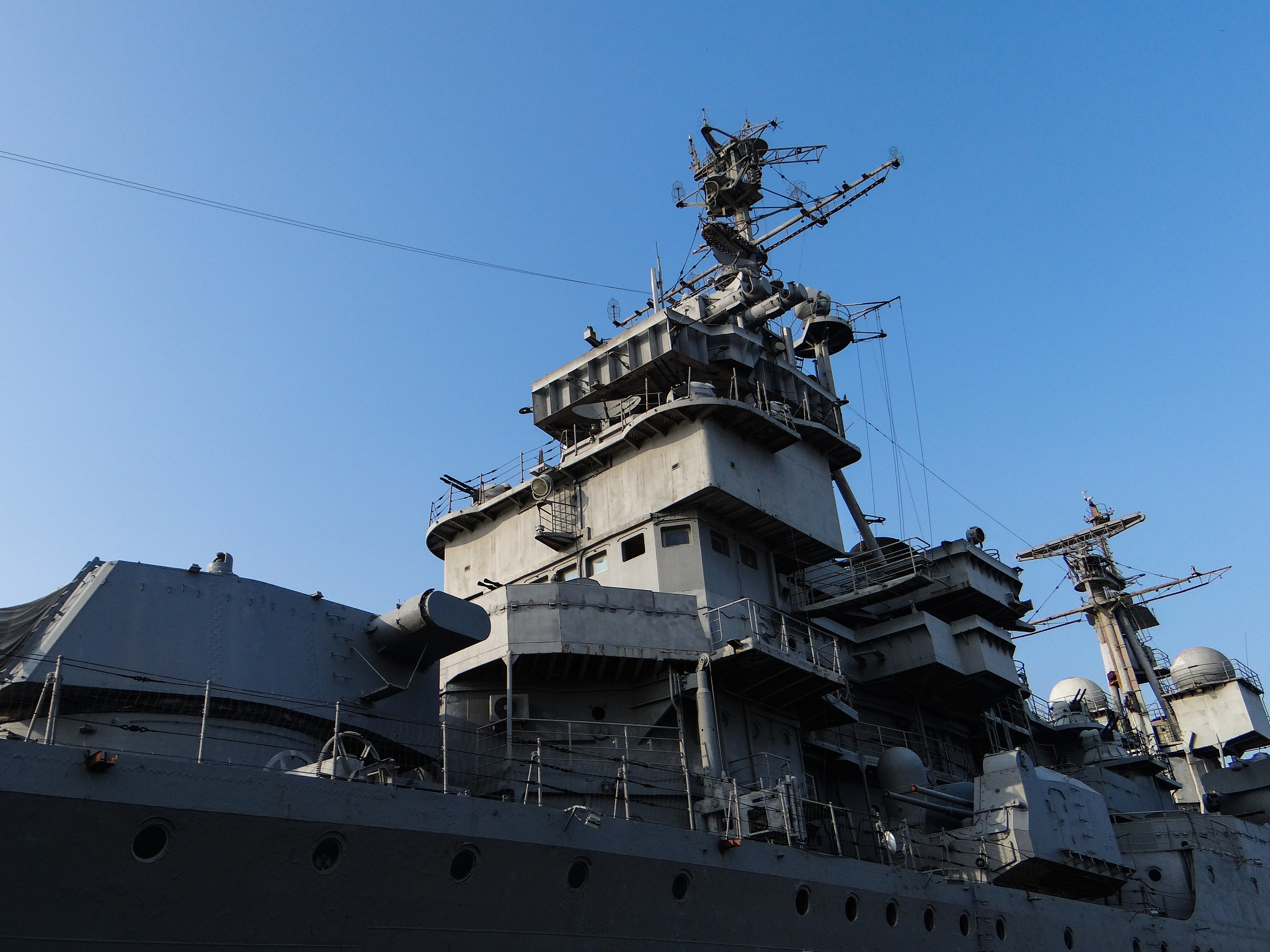 close-up view of naval ship